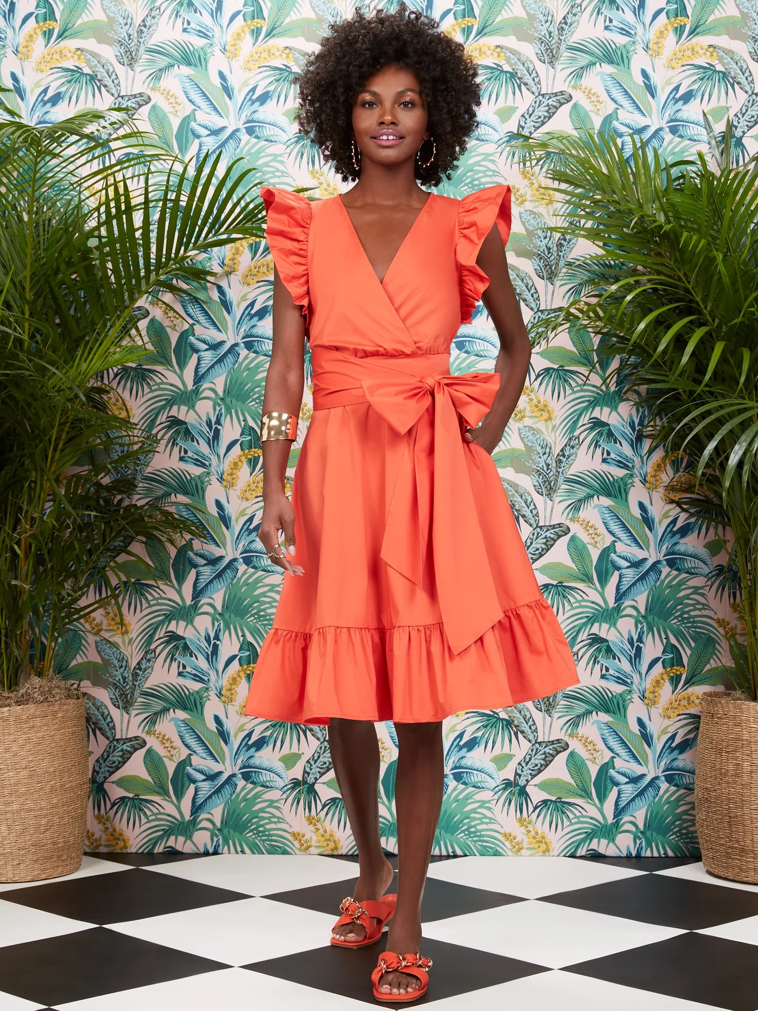 Ruffle-Sleeve Wrap Dress - Image 2