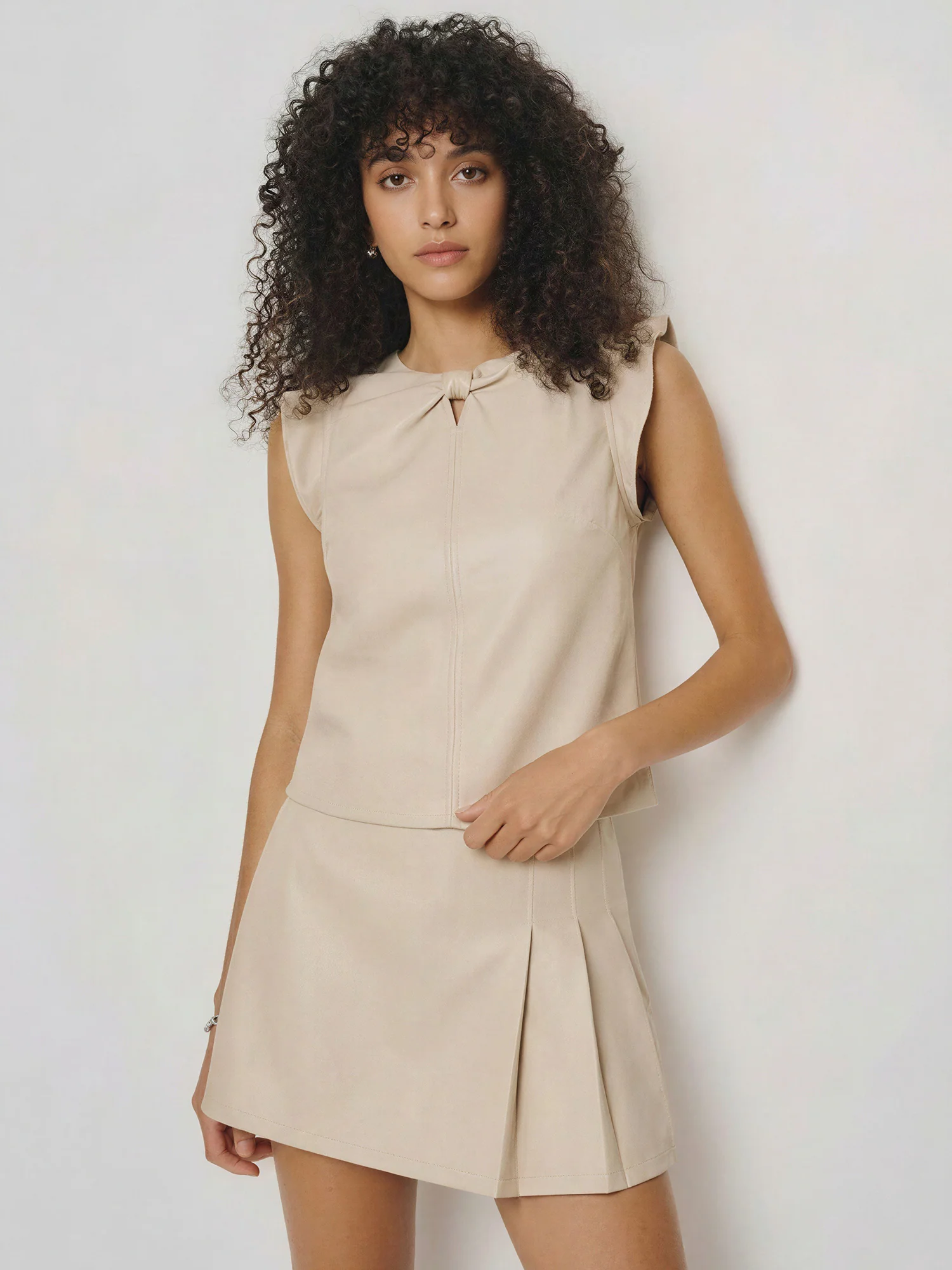 Ruffle Sleeveless Faux Leather Top - Image 6