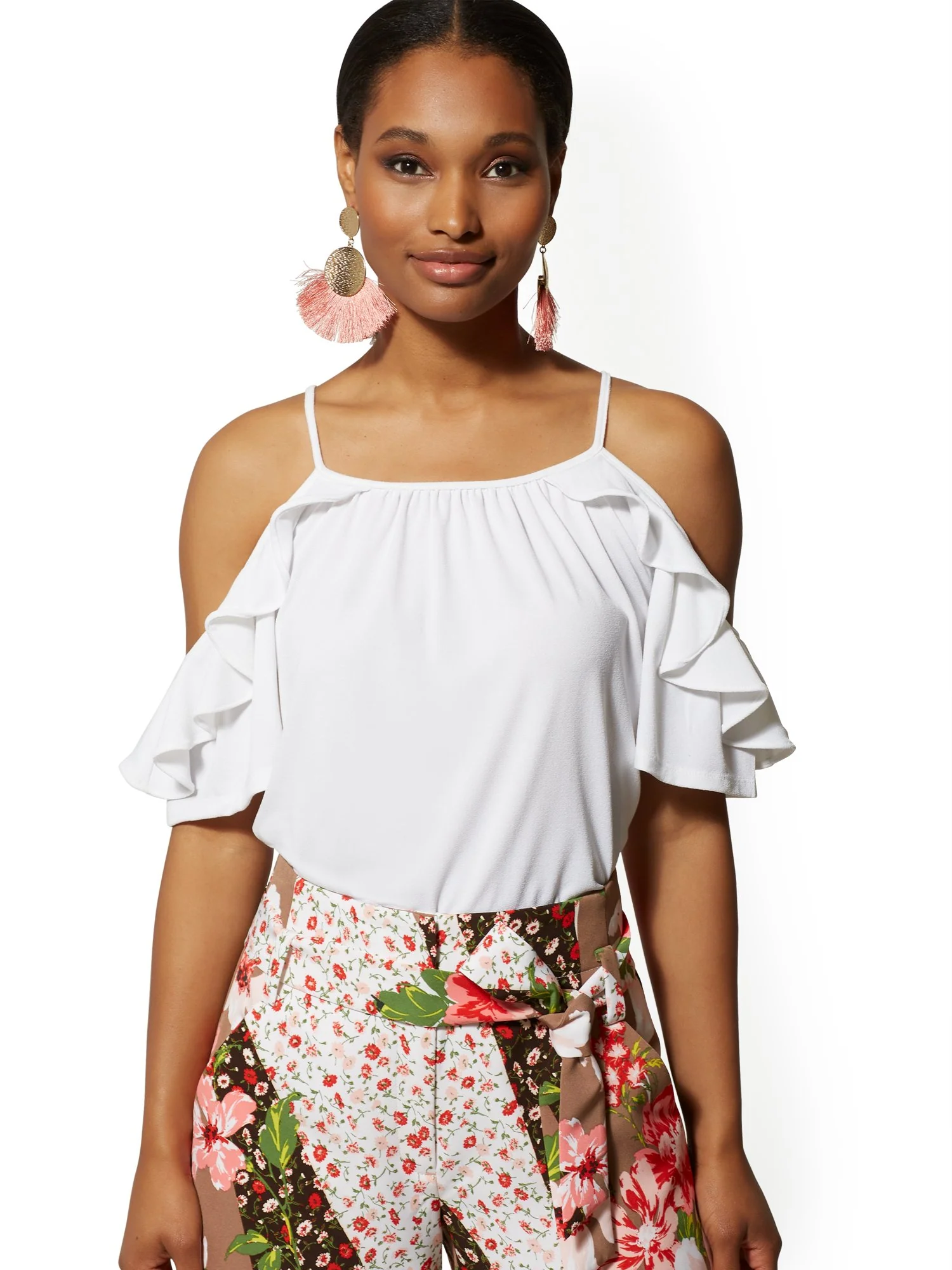 Ruffled Cold-Shoulder Top - 7th Avenue - Image 5