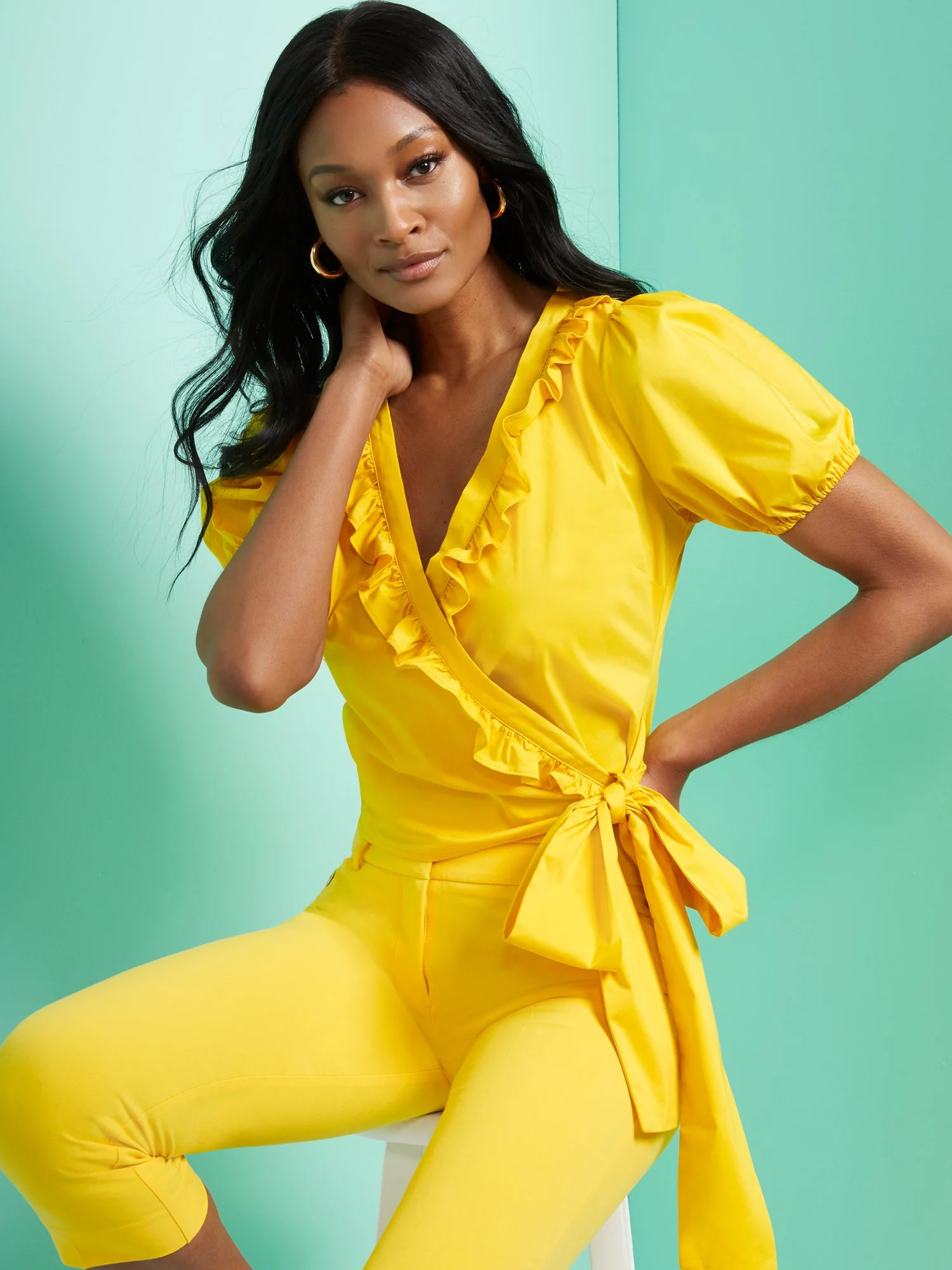 Ruffled Poplin Tie-Waist Shirt - 7th Avenue - Image 5