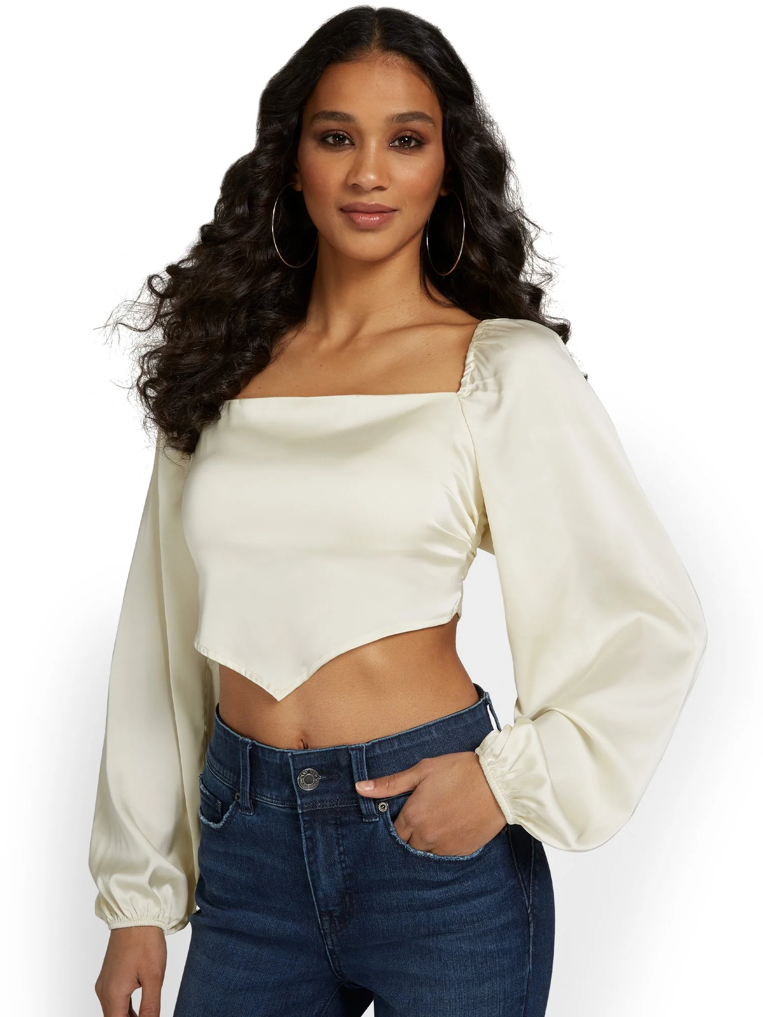 Emory Park Satin V-Front Blouse - Brands We Love - Image 6