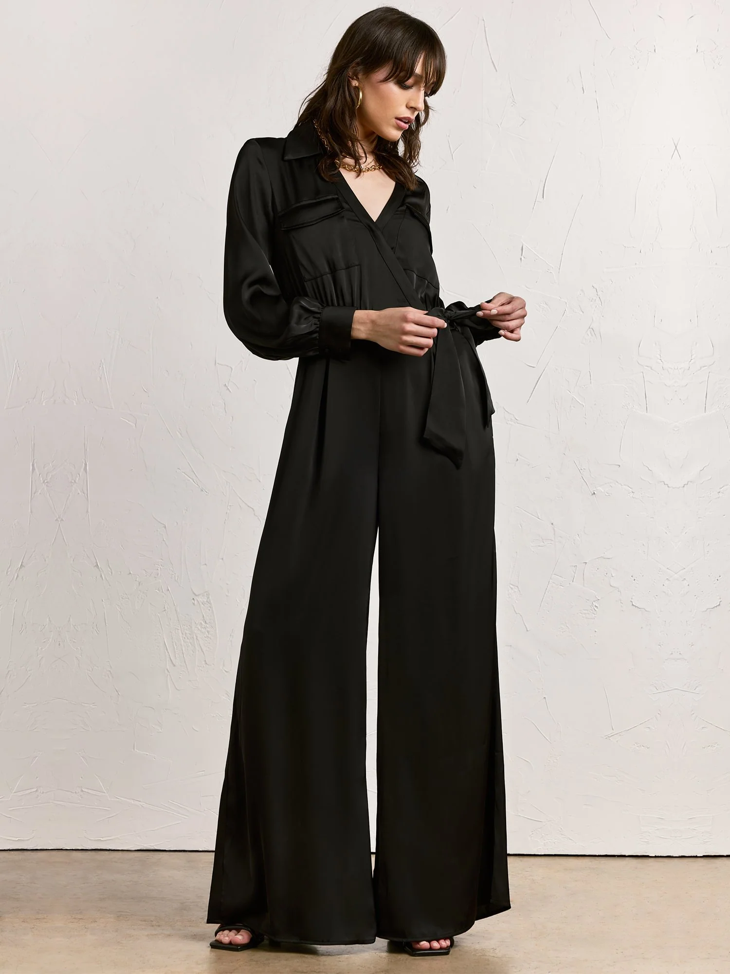 Strut & Bolt Satin Wrap Wide Leg Jumpsuit - Brands We Love