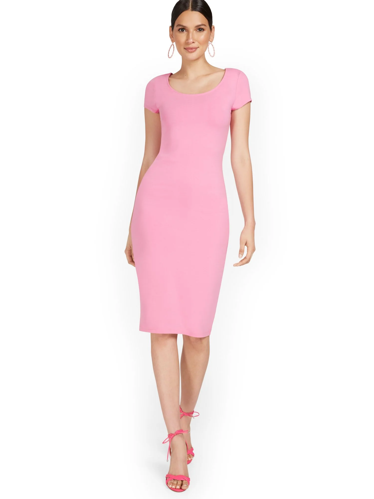 Scoopneck Cap-Sleeve Midi Dress - Everyday Collection - Image 19
