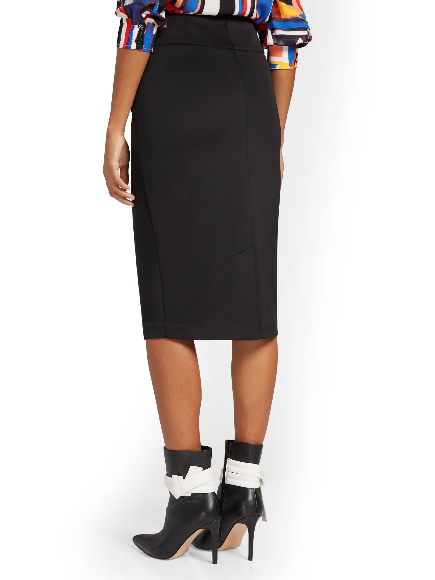 Seamed Scuba Pencil Skirt - Image 3
