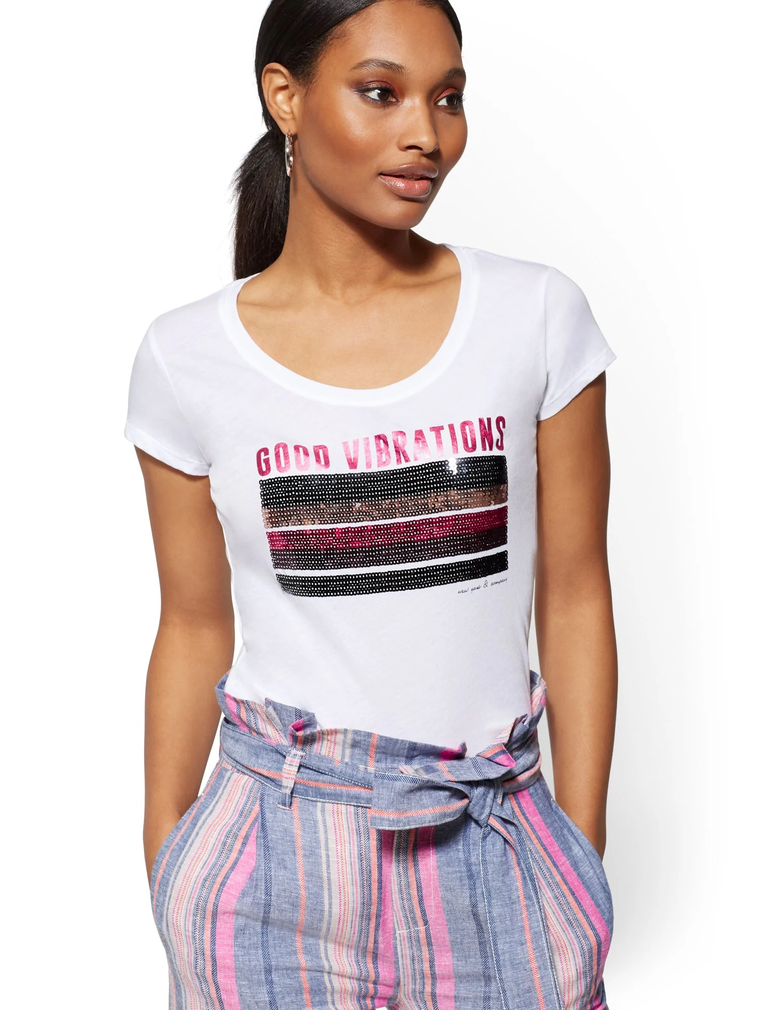 Sequin & Metallic-Foil  'Good Vibrations' Tee - Image 2