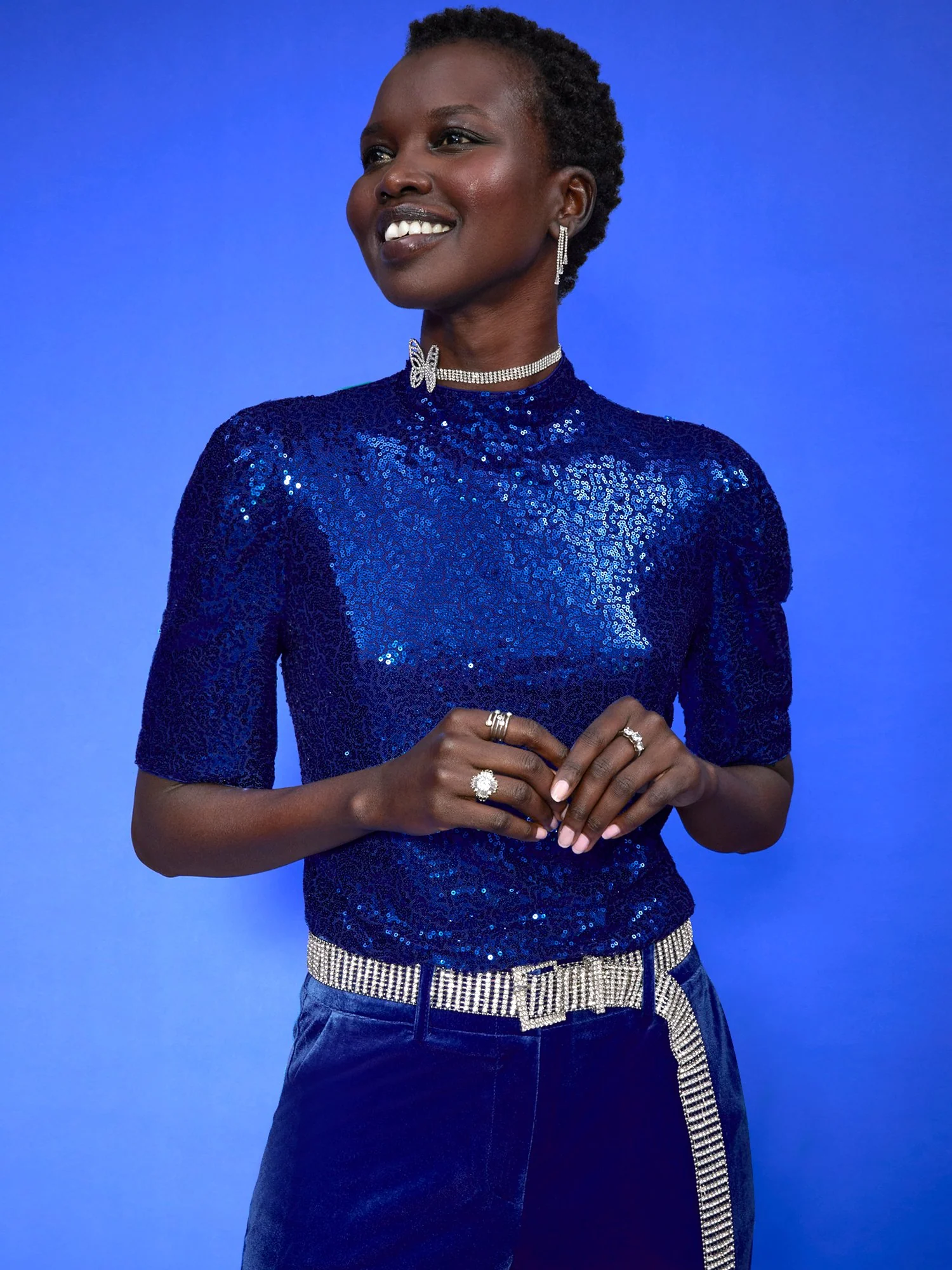 Sequin Puff-Sleeve Mock-Neck Top - Image 4