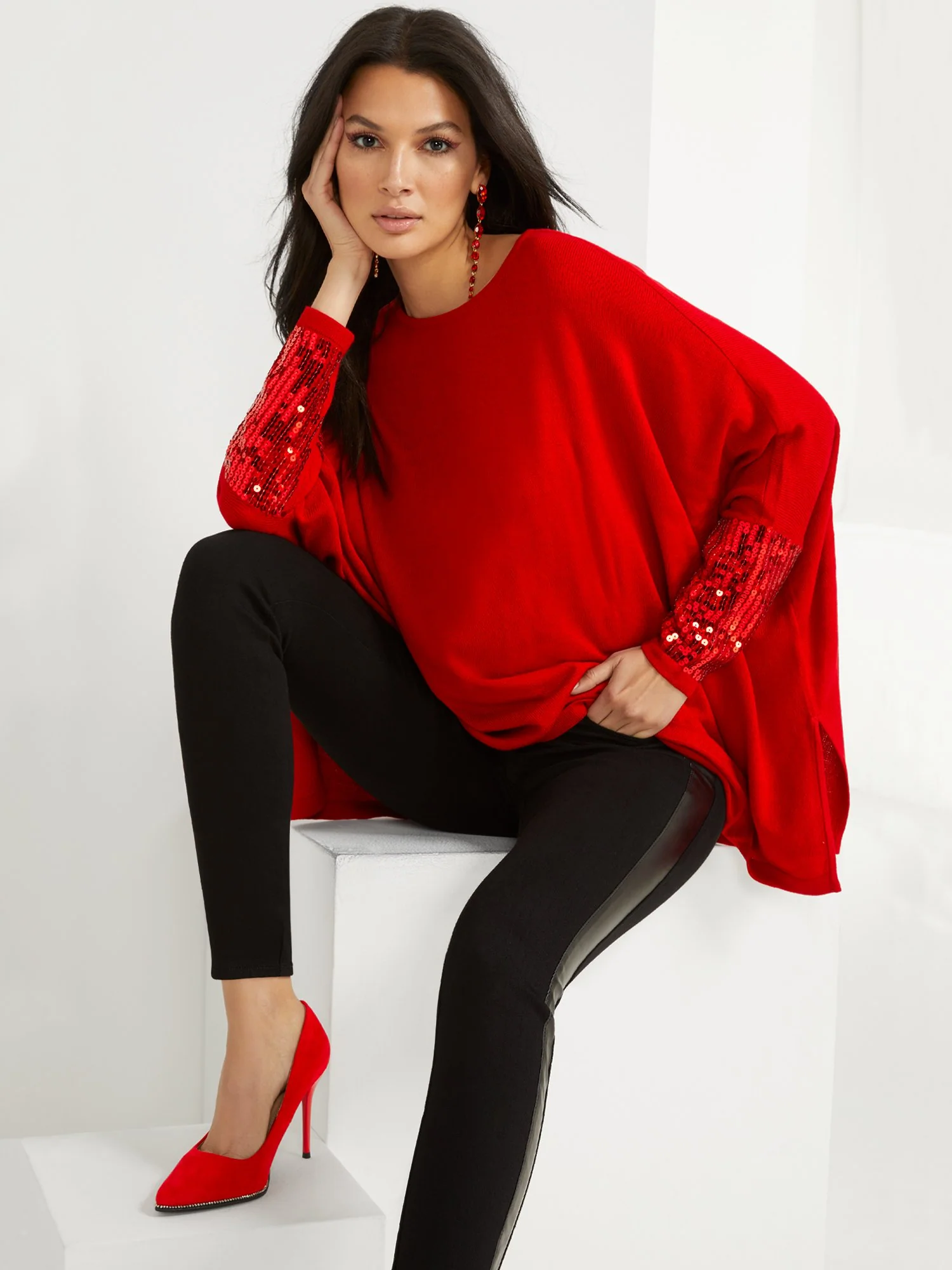 Sequin-Sleeve Tunic Sweater - Image 5