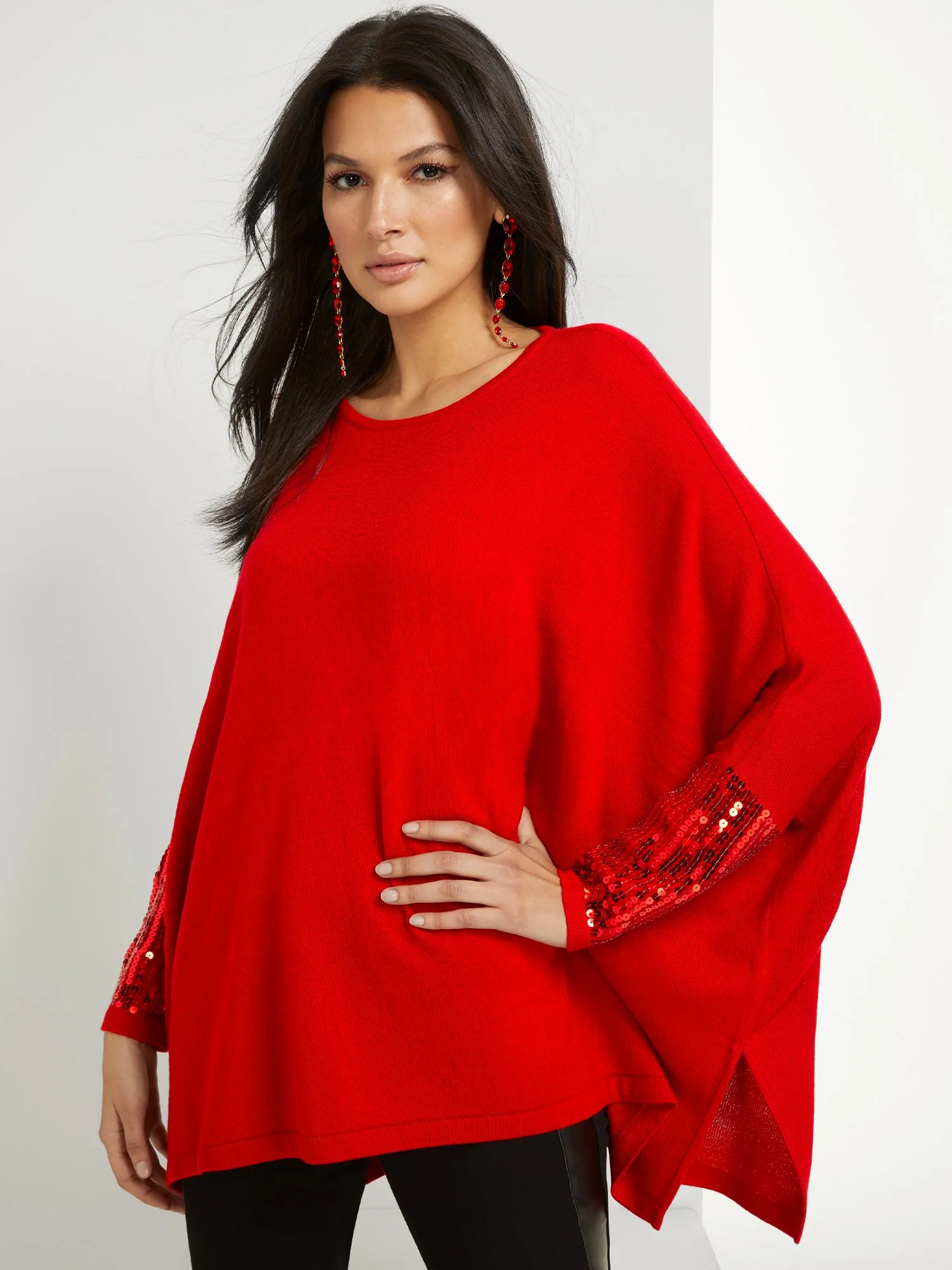 Sequin-Sleeve Tunic Sweater - Image 7