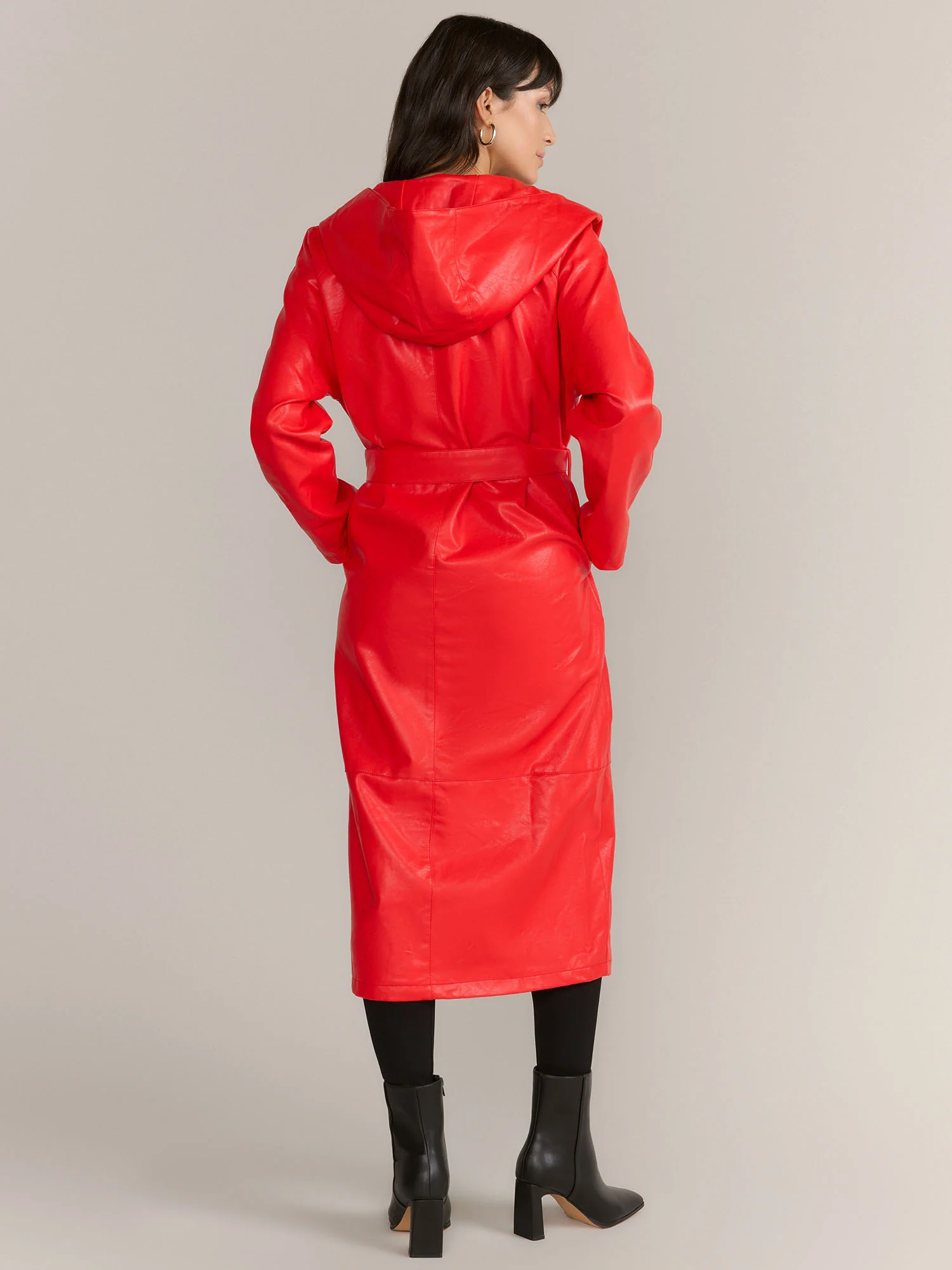 Azela Wang Shawl Collar Leather Belted Trench Coat - Brands We Love - Image 5
