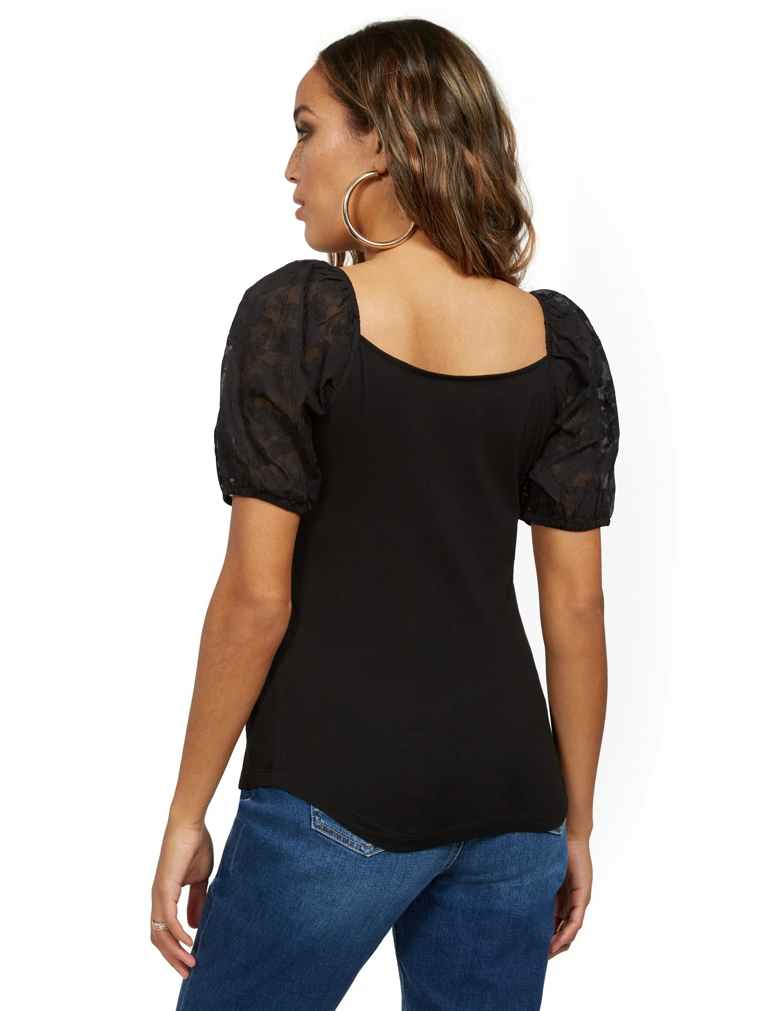 Sheer Puff-Sleeve Top - Image 3