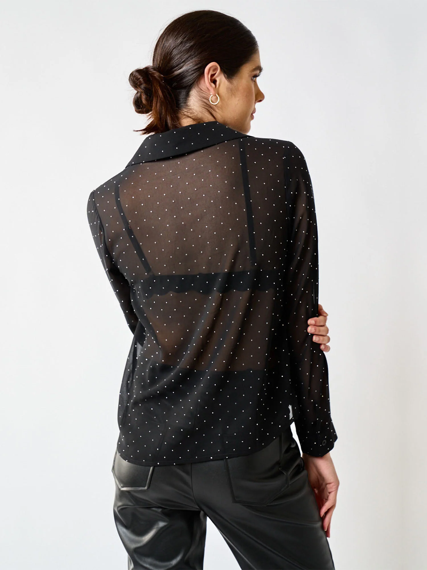 Blue Blush Sheer Rhinestone-Detailed Button Down Shirt - Brands We Love - Image 4