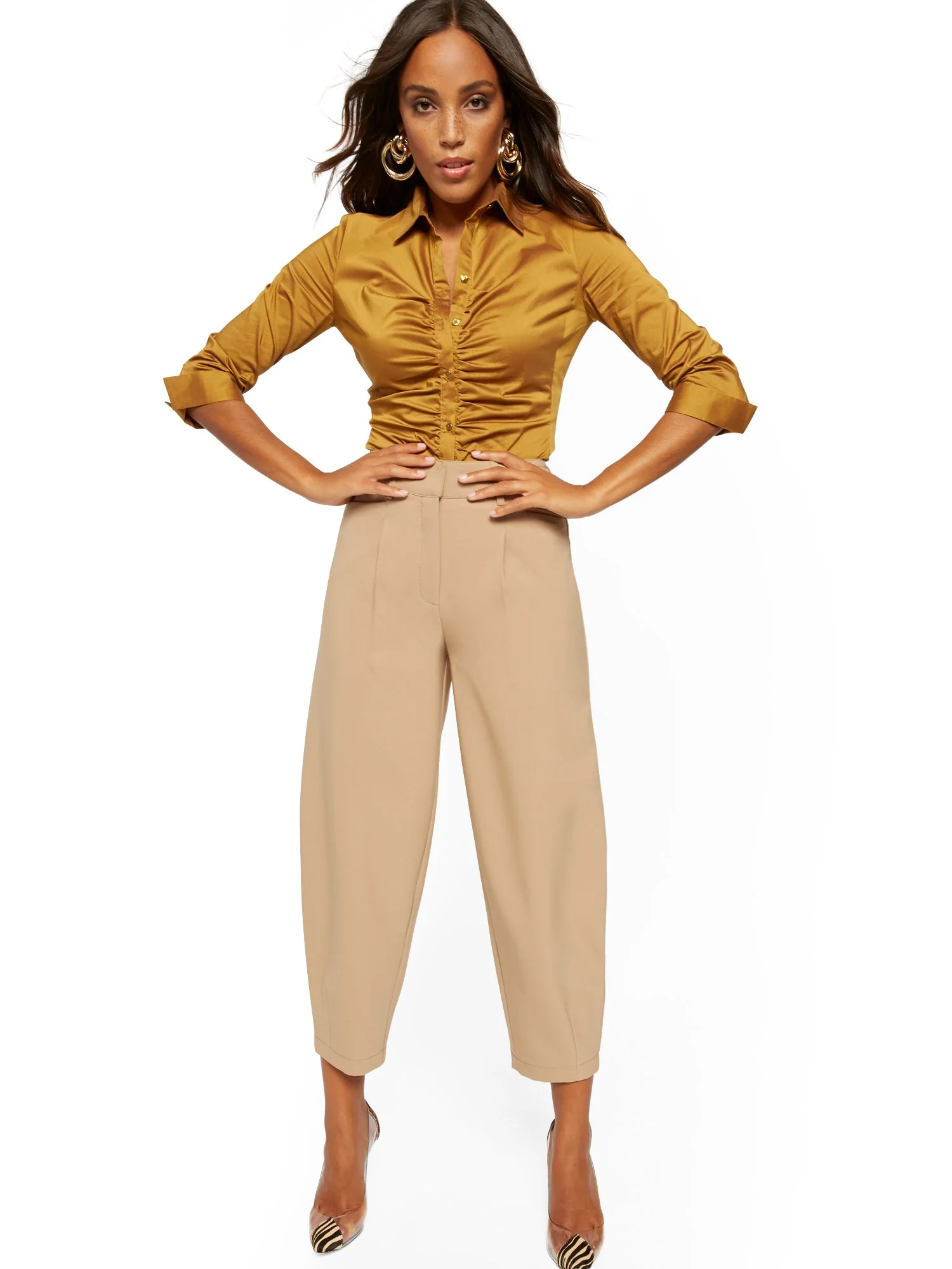 Shirred Madison Stretch Shirt - Secret Snap - 7th Avenue - Image 5