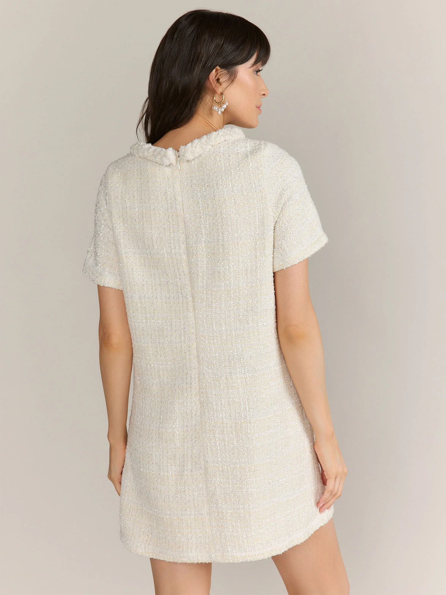 Lena Short Sleeve Braided Tweed Mini Dress - Brands We Love - Image 3