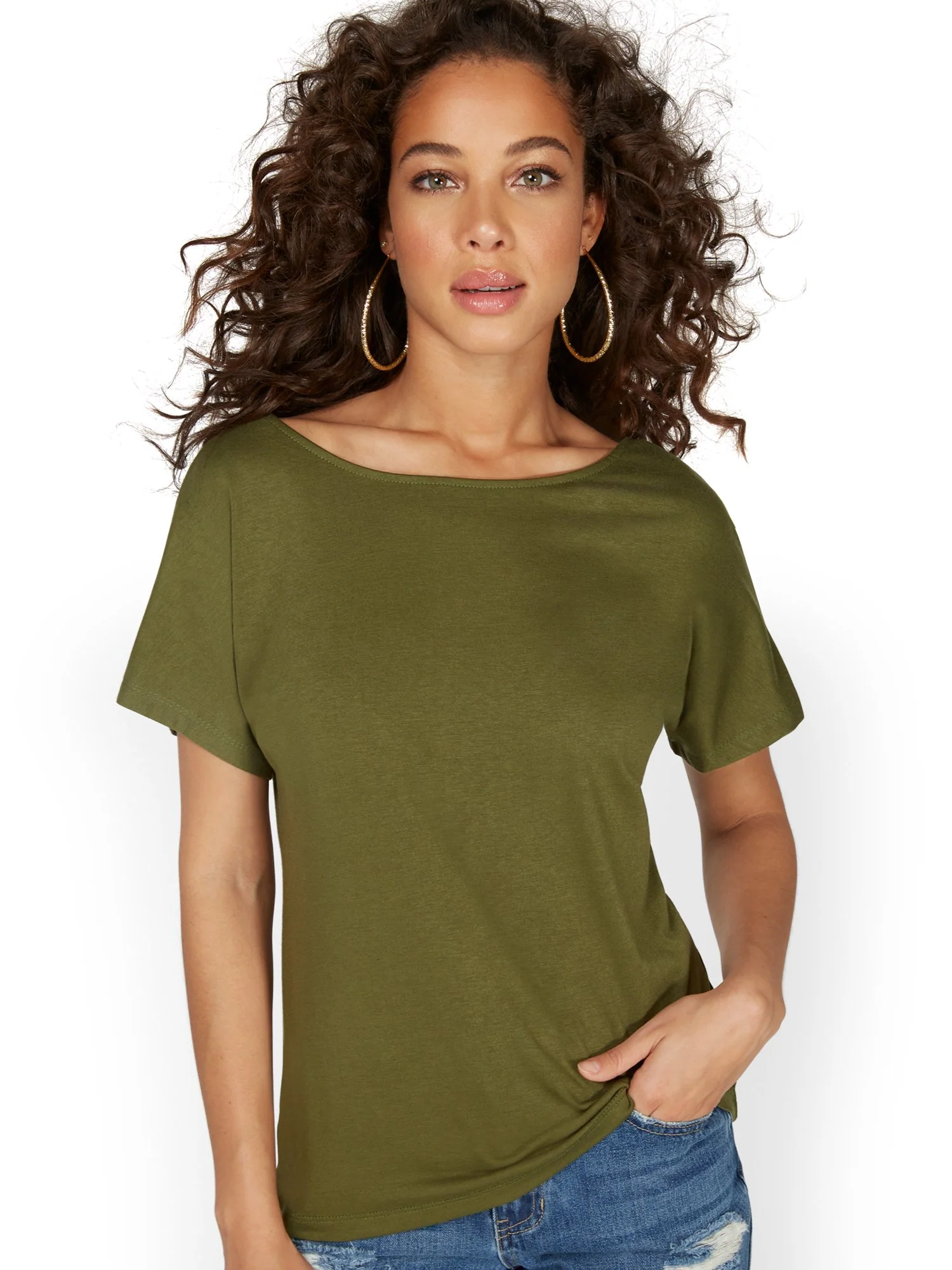 Short Sleeve Lace-Back Tee - Image 11