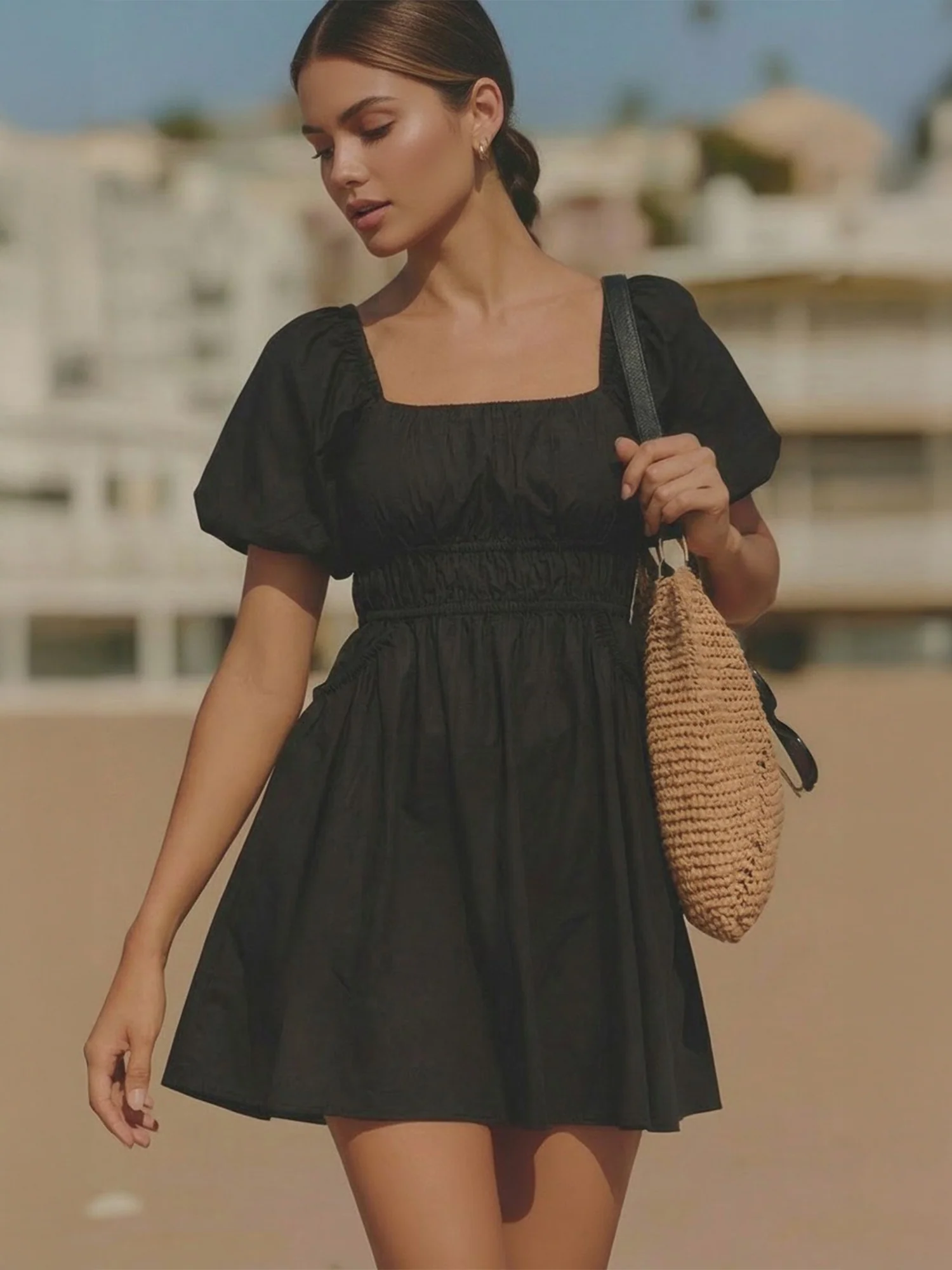 Short Sleeve Pocket Mini Dress - Image 2