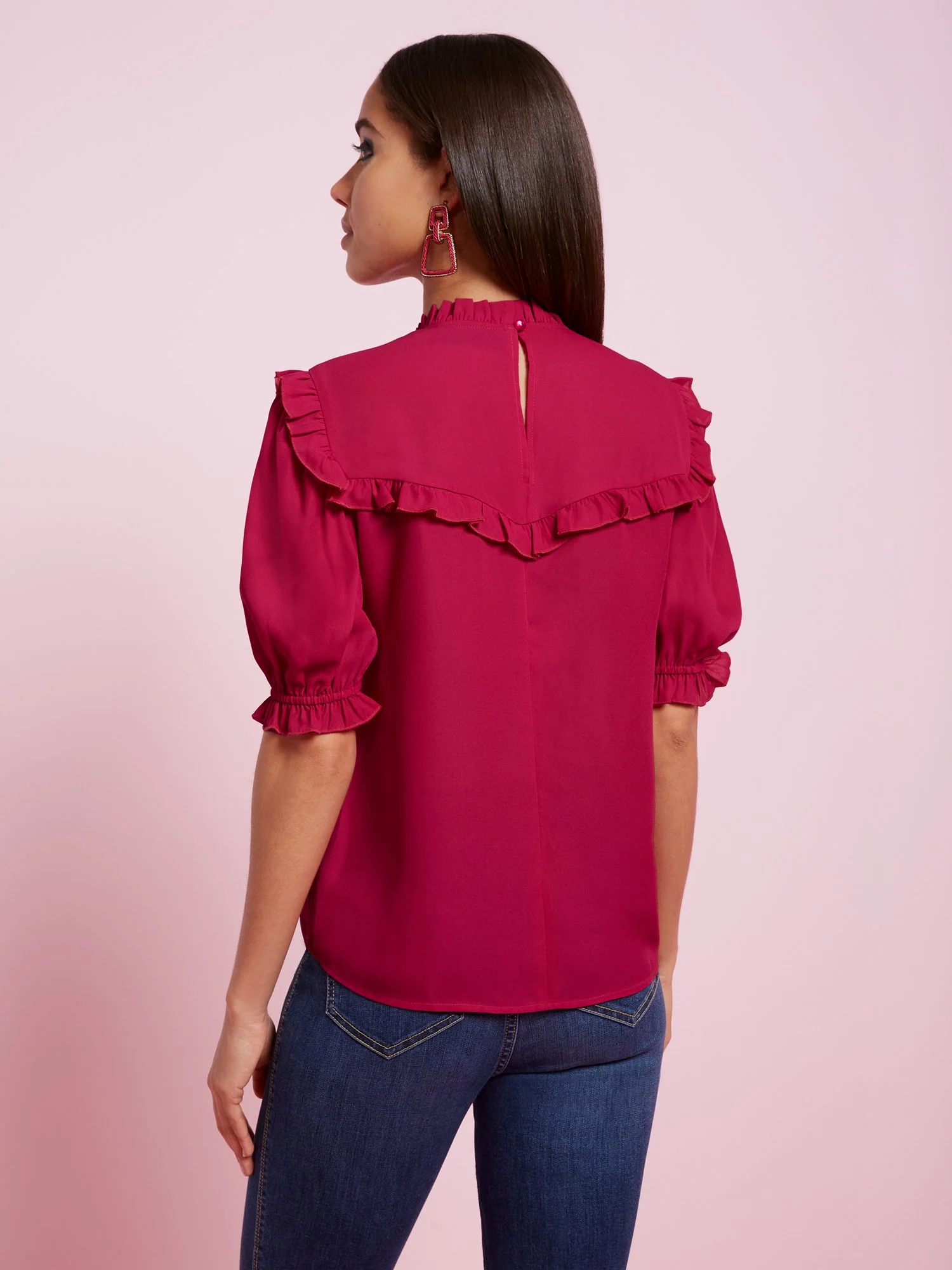 Short-Sleeve Ruffle Blouse - Image 3