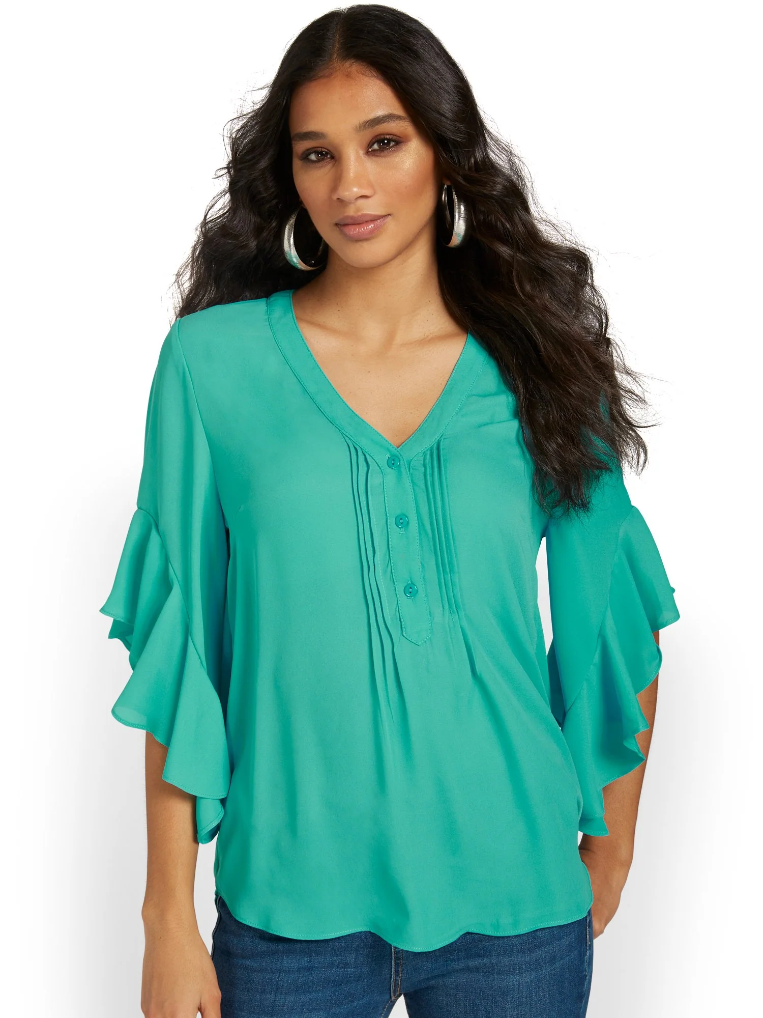 Short-Sleeve Ruffle Top - Image 2