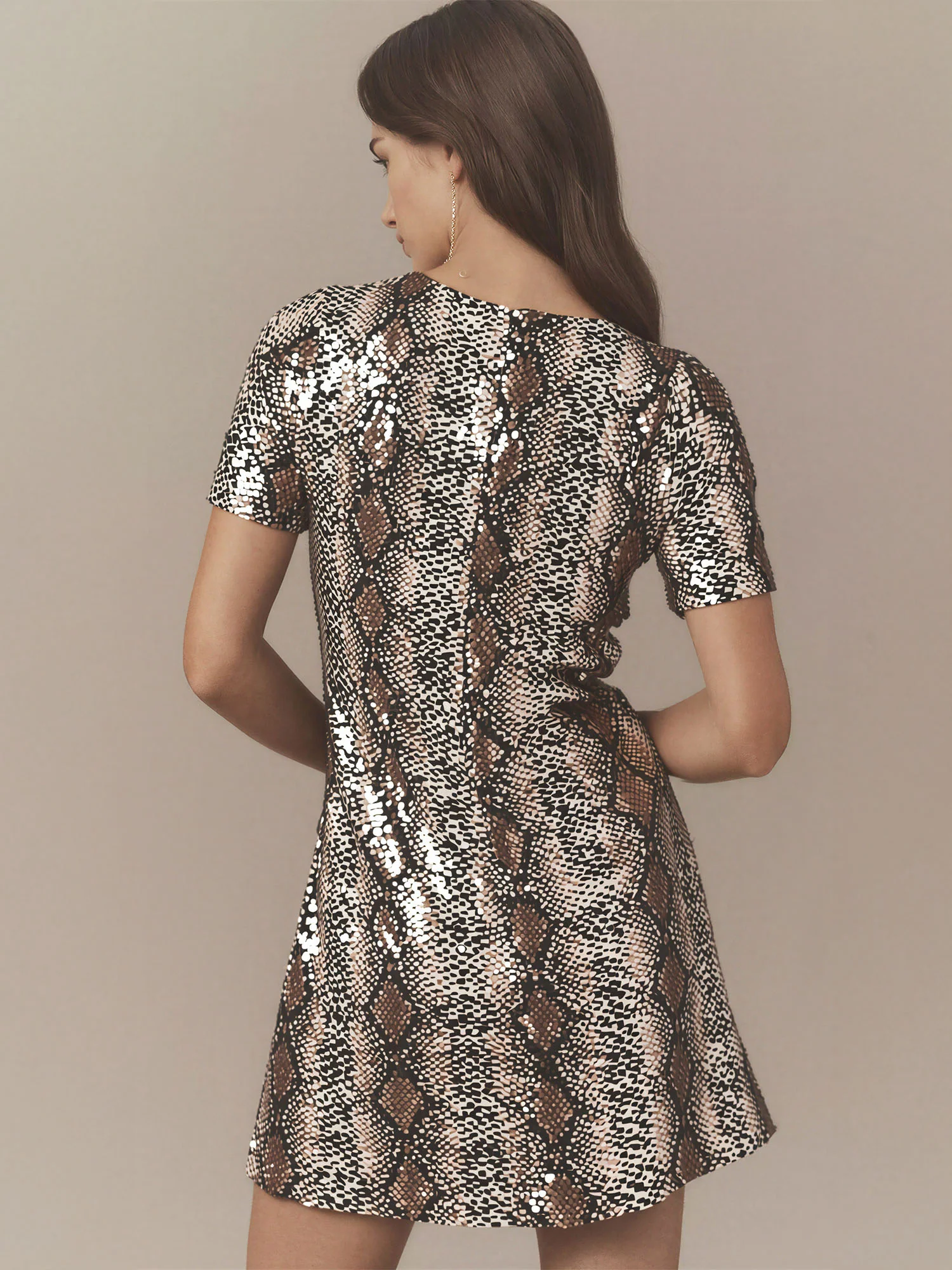 Sequin Snake Print Mini Dress - Image 4