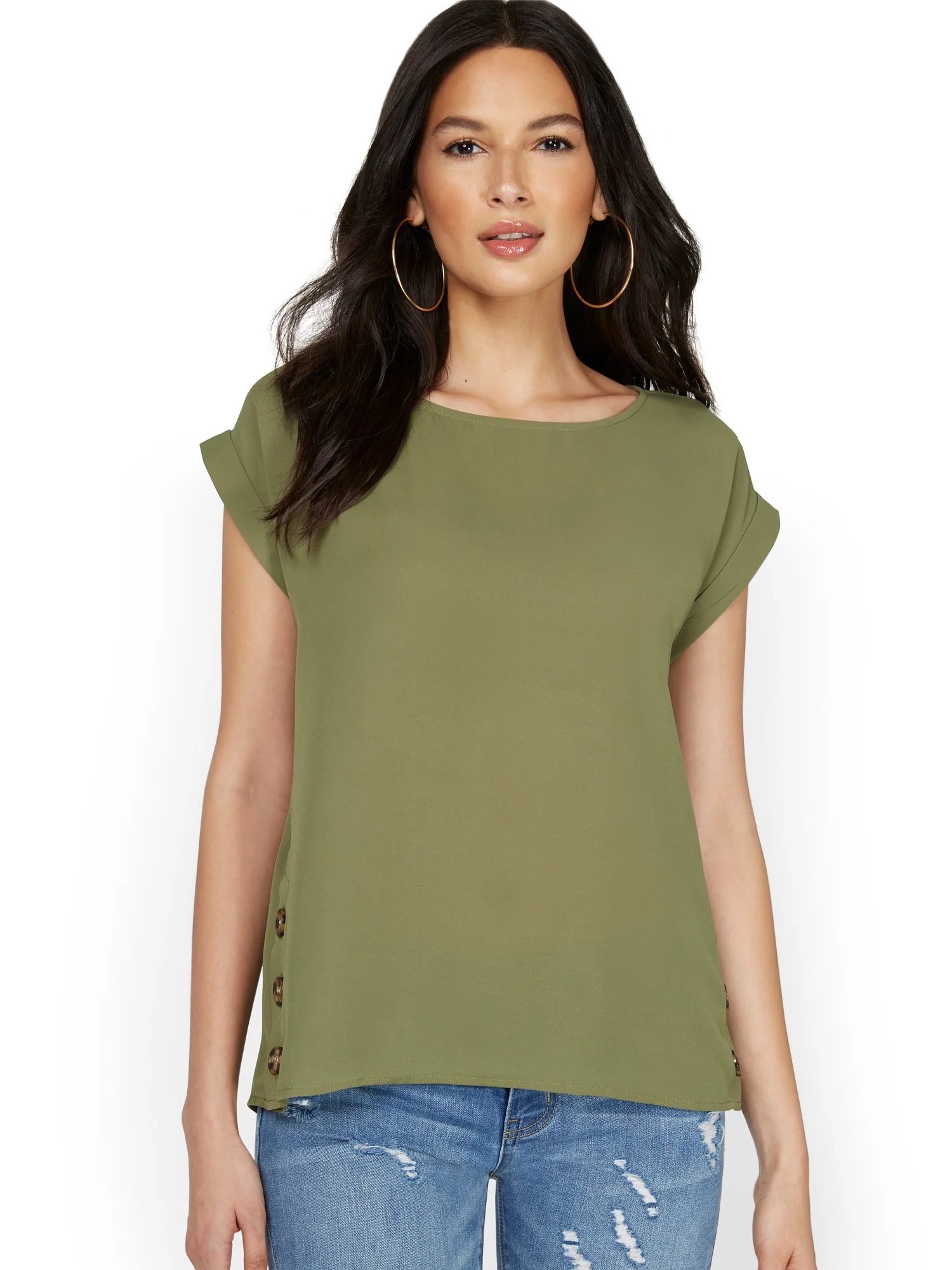 Short-Sleeve Side-Button Blouse - Image 12