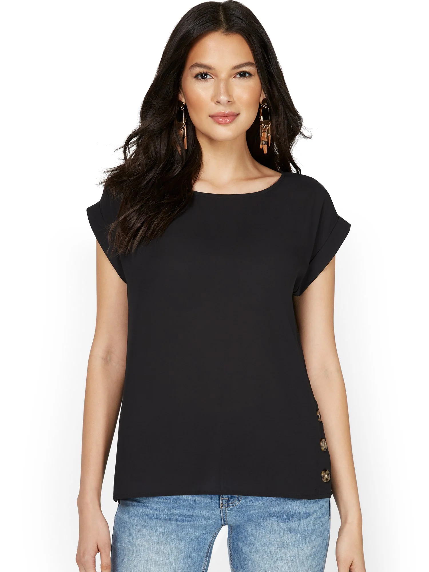 Short-Sleeve Side-Button Blouse - Image 2