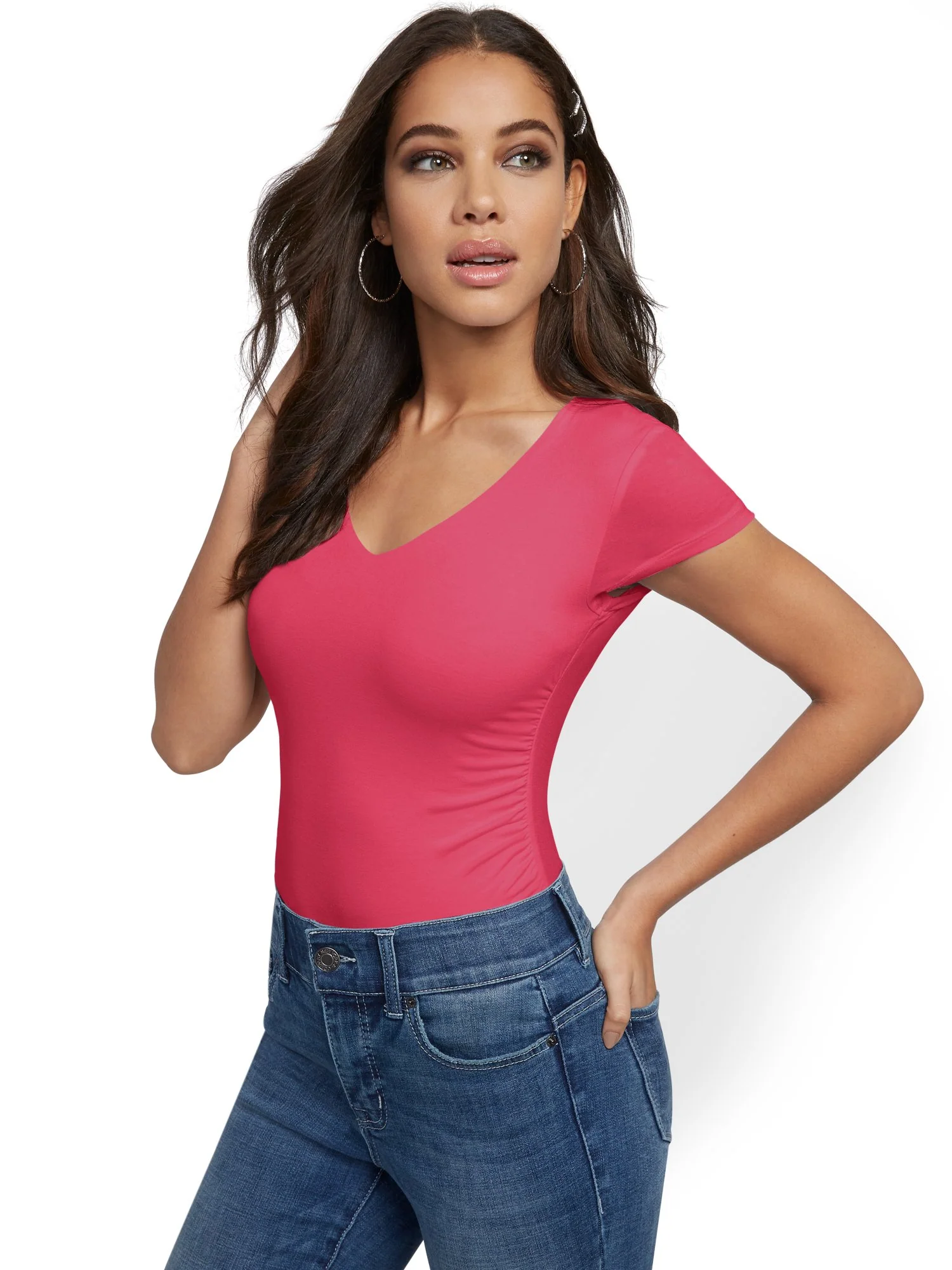 Short-Sleeve Side-Ruched Top - Image 17