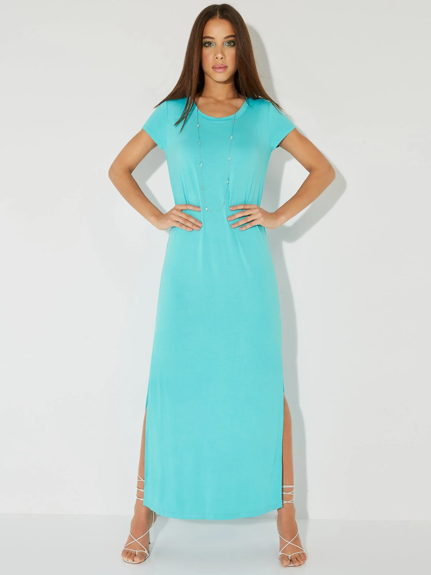 Short-Sleeve Side-Slit Maxi Dress - NY&C Style System - Image 5