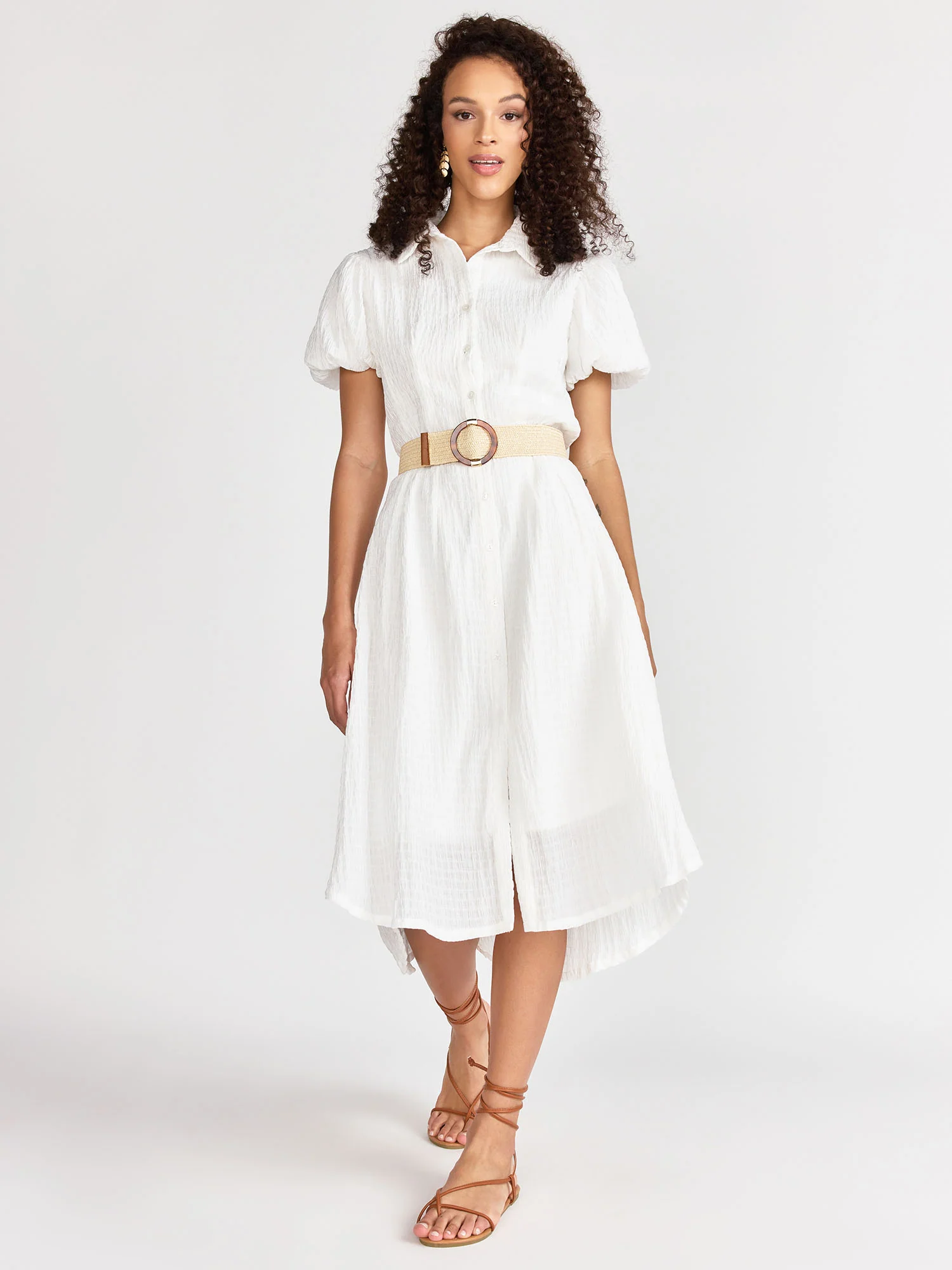 Short Sleeve Textured Dress - Lena