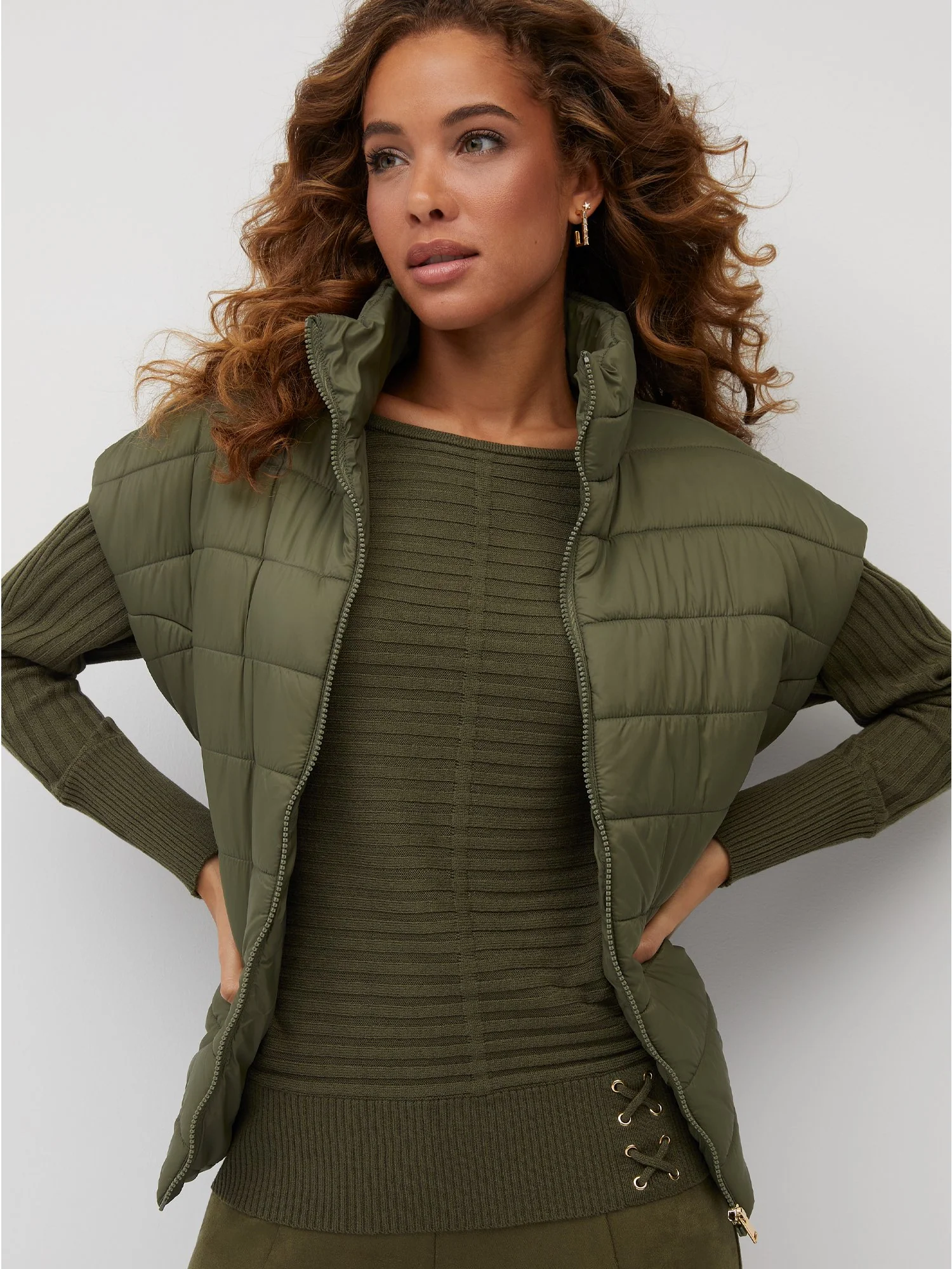 Short-Sleeve Zip-Front Puffer Vest - Image 6