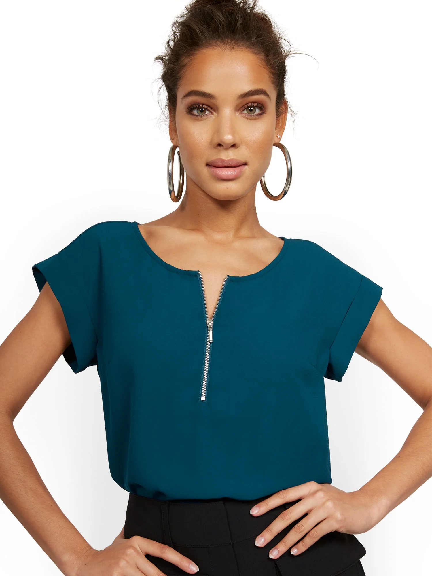 Short-Sleeve Zip-Front Tee - Image 17