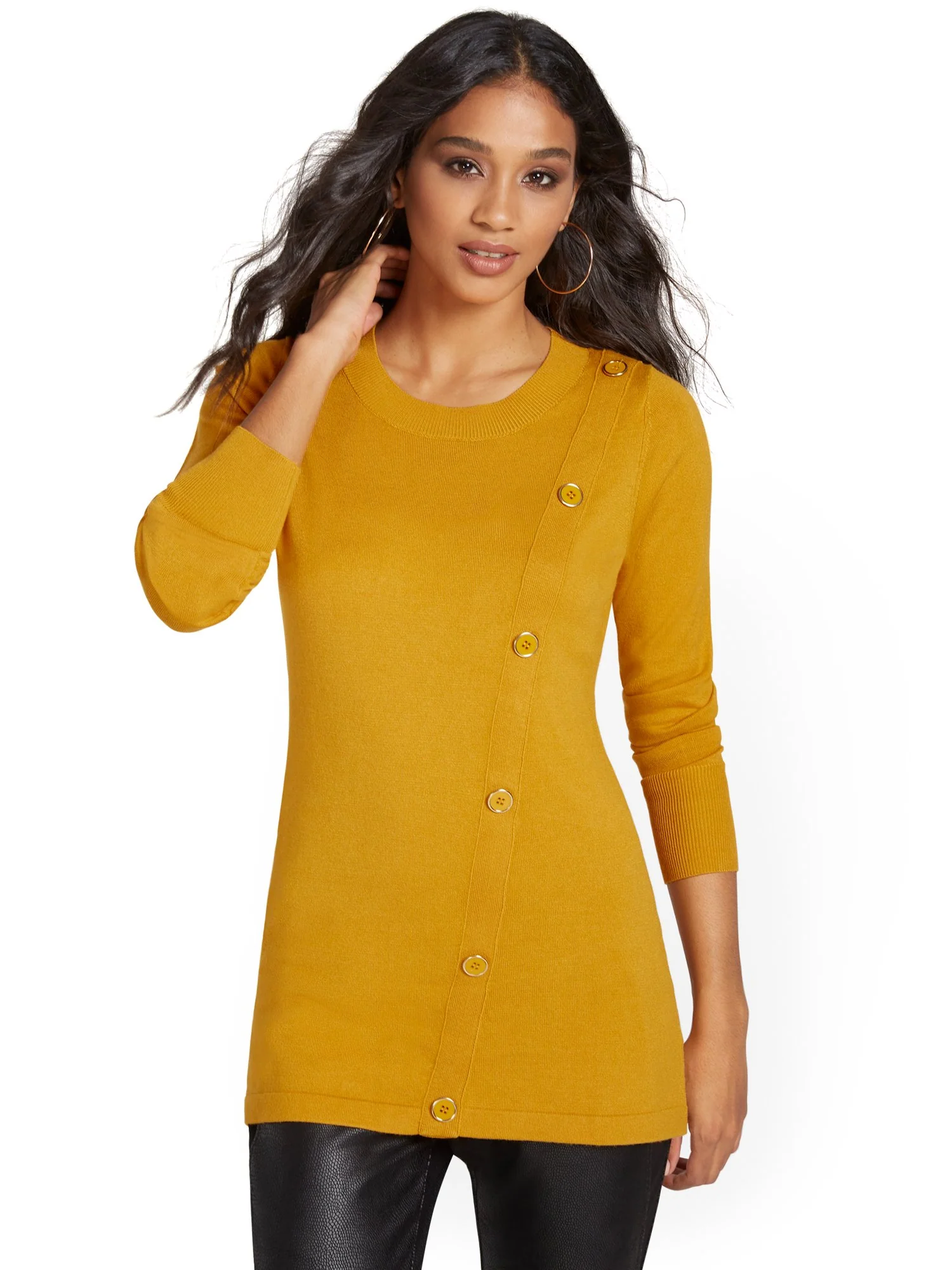Side-Button Tunic Sweater - Image 9