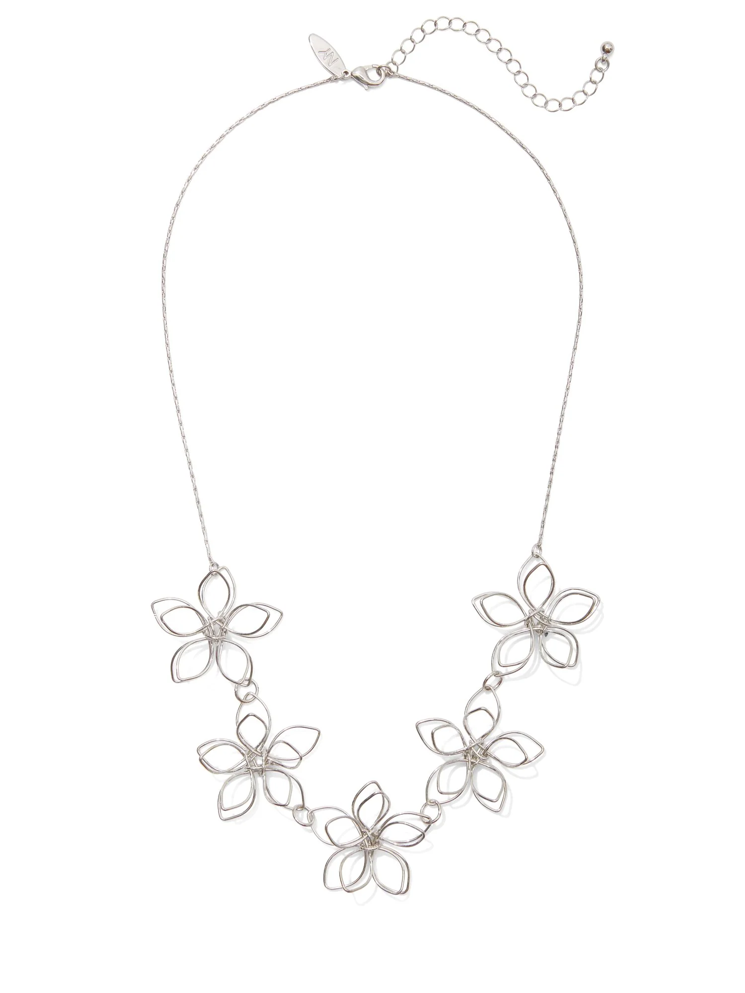 Silvertone Floral Statement Necklace