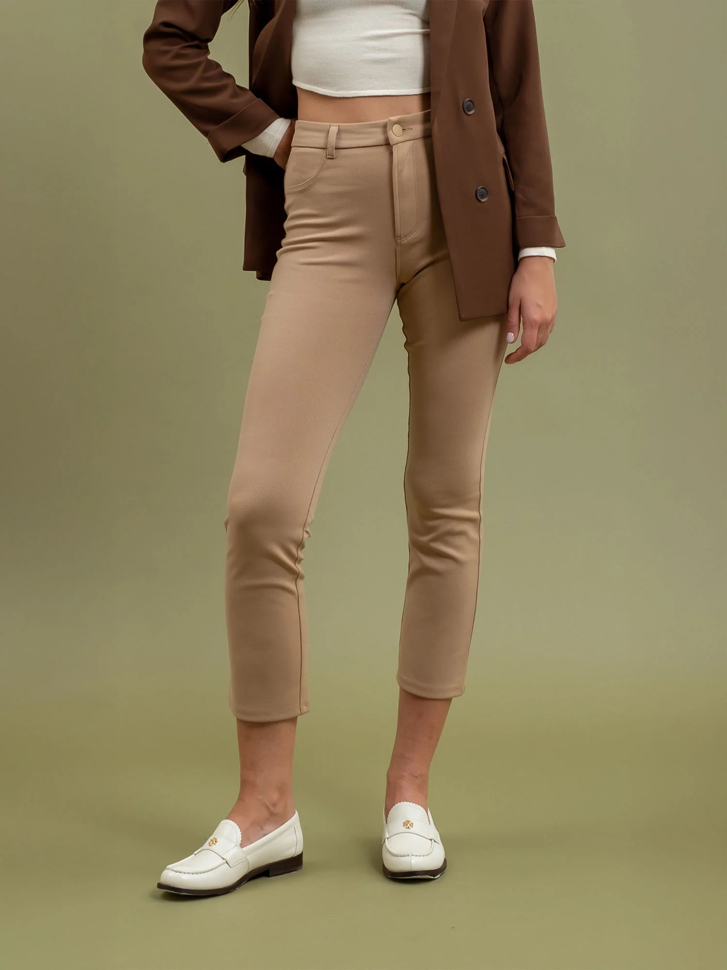 Skinny Mid Rise Double Pocket Stretch Pants - Image 6