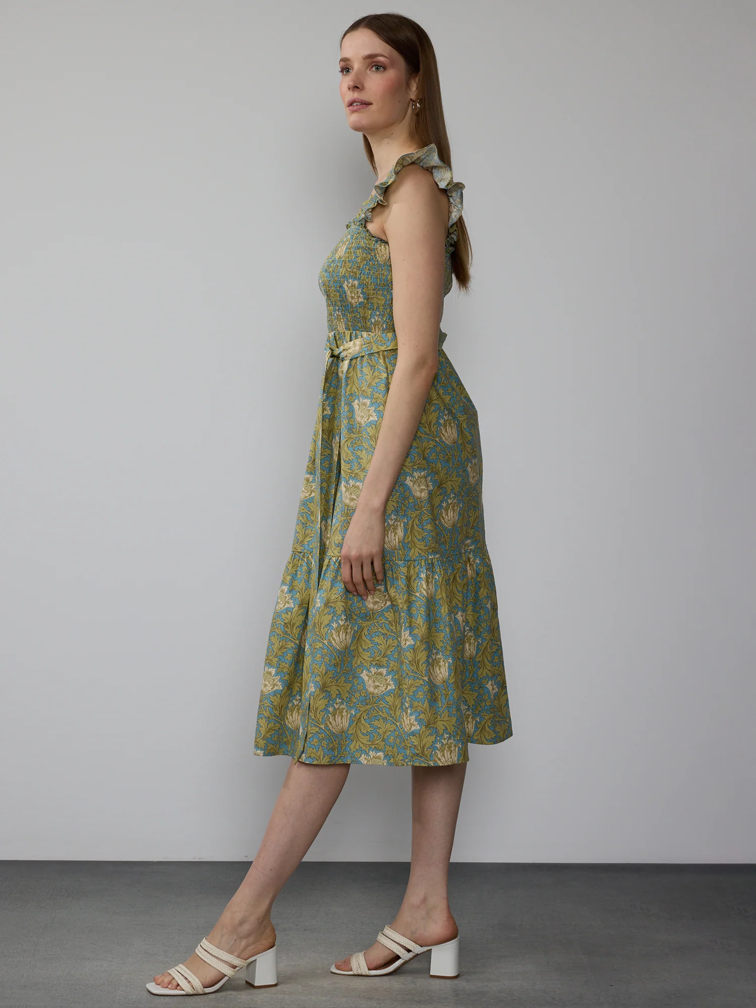 Smocked Floral Midi Dress - Image 2