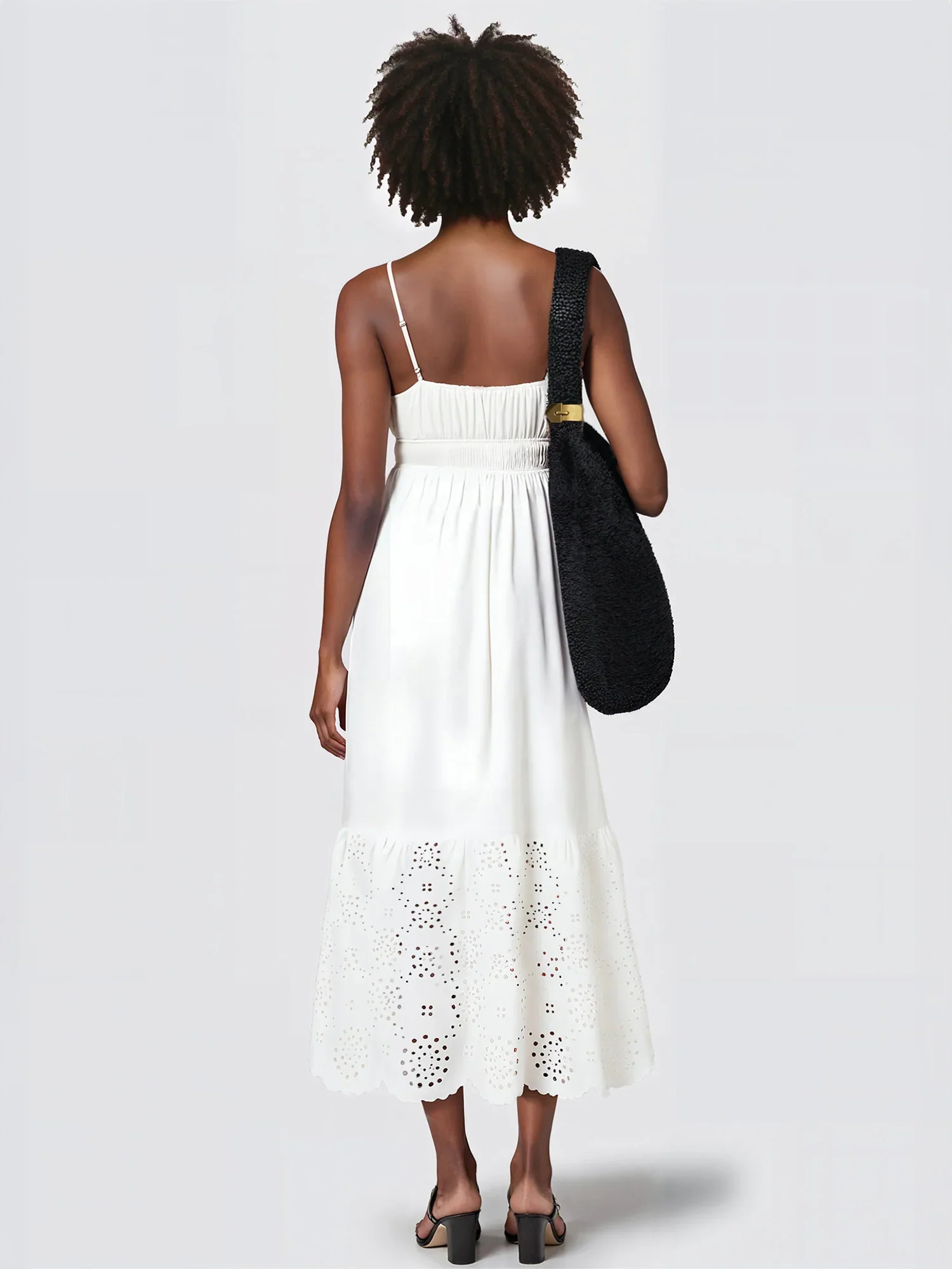 White Eyelet Tie Midi Sundress - Image 5