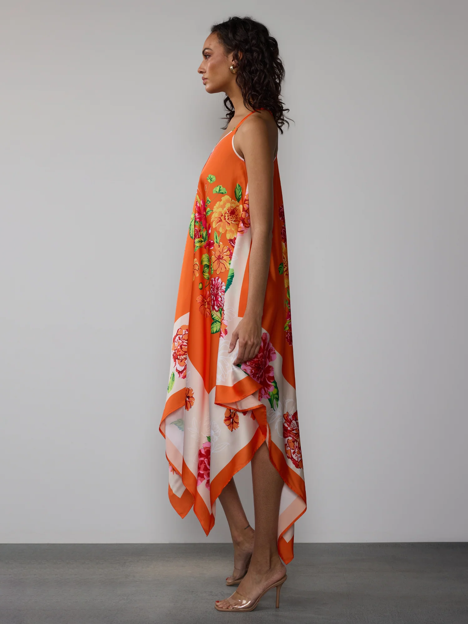 Floral Hanky Hem Slip Midi Dress - Image 2