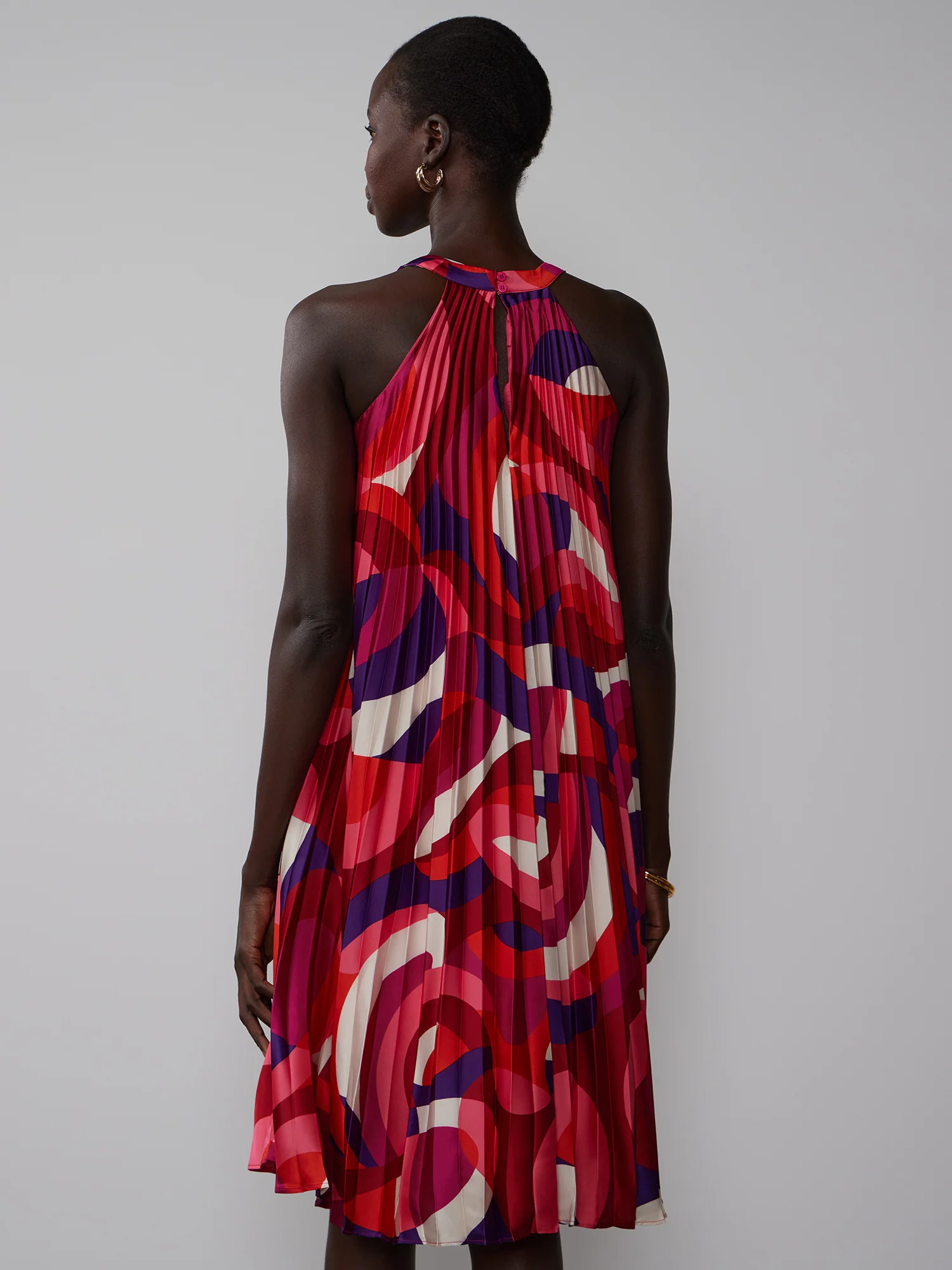 Halter Pleated Swing Mini Dress - Image 3