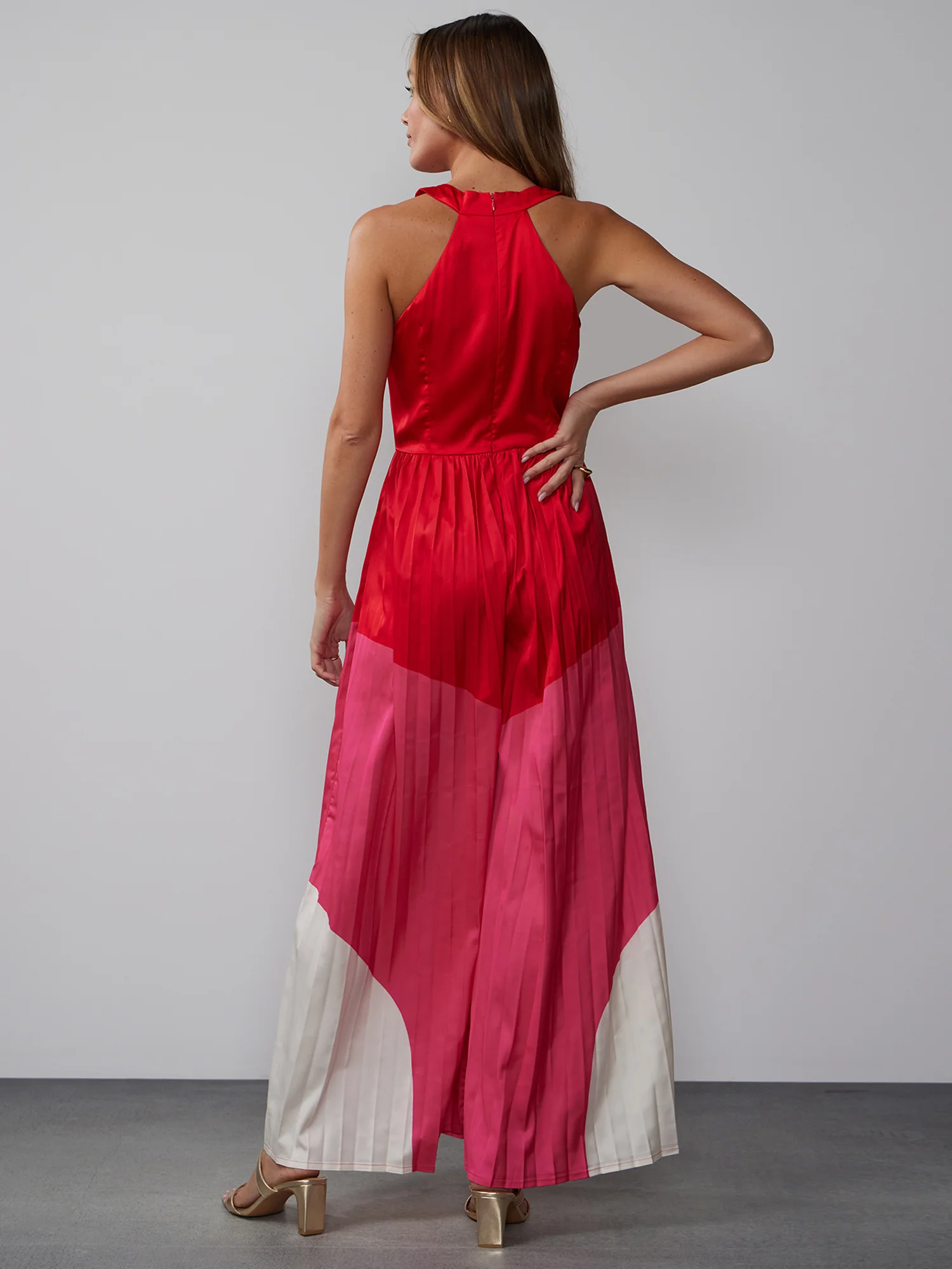 Sleeveless Pleated Colorblock Jumpsuit - Image 3
