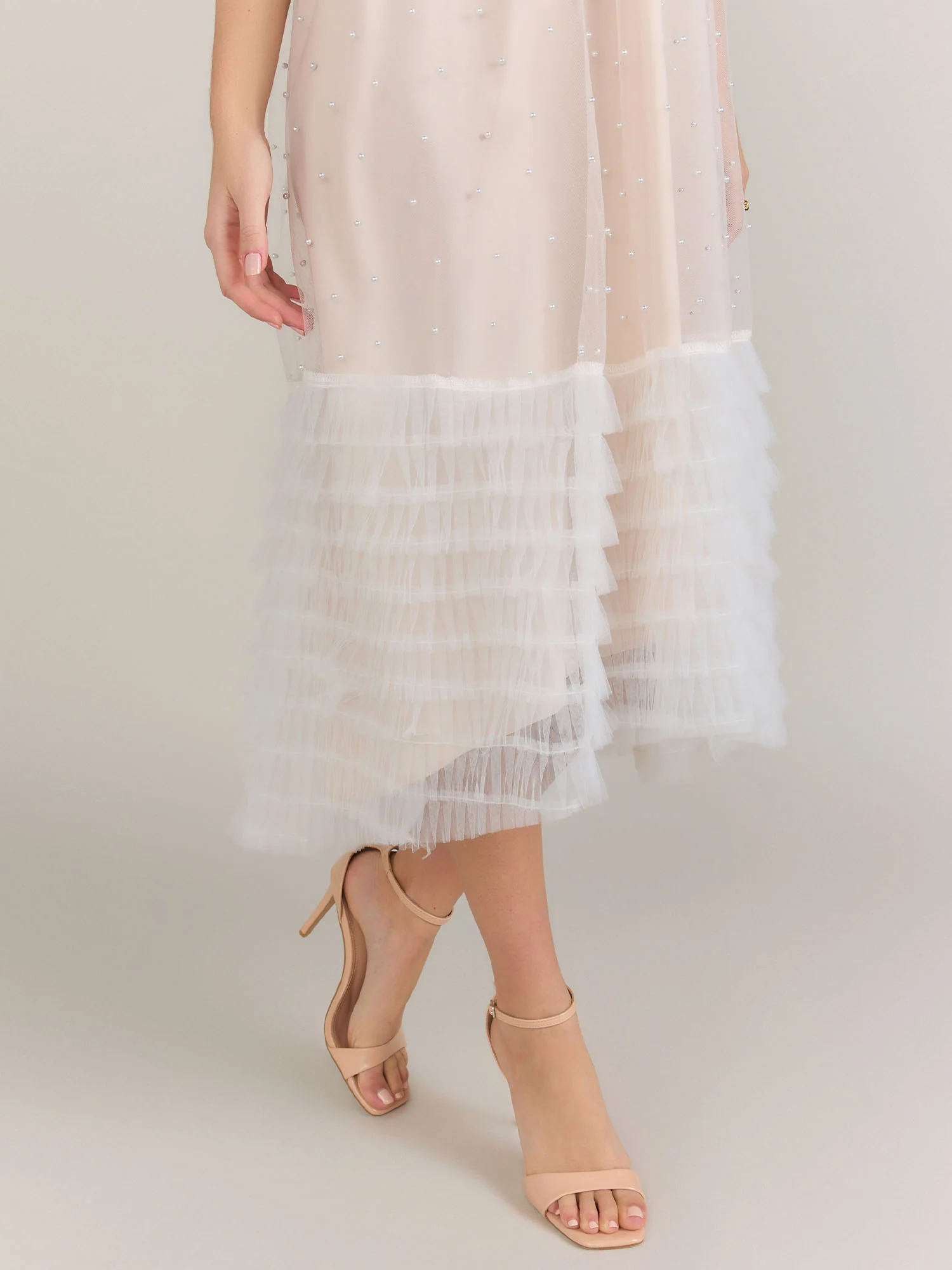 Just Me Pearl Mesh Ruffle Hem Dress - Brands We Love - Image 3