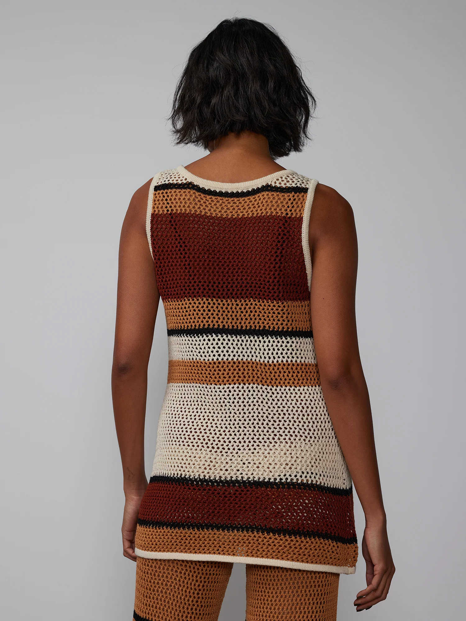 Sleeveless Open Stitch Stripe Tunic - Image 3