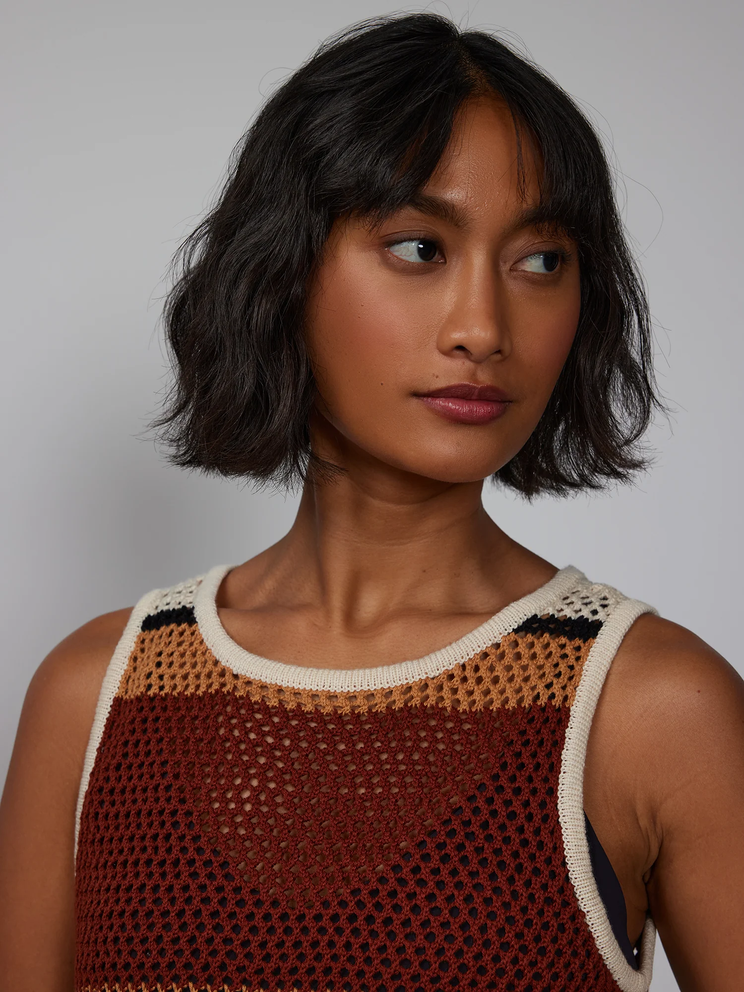 Sleeveless Open Stitch Stripe Tunic - Image 4