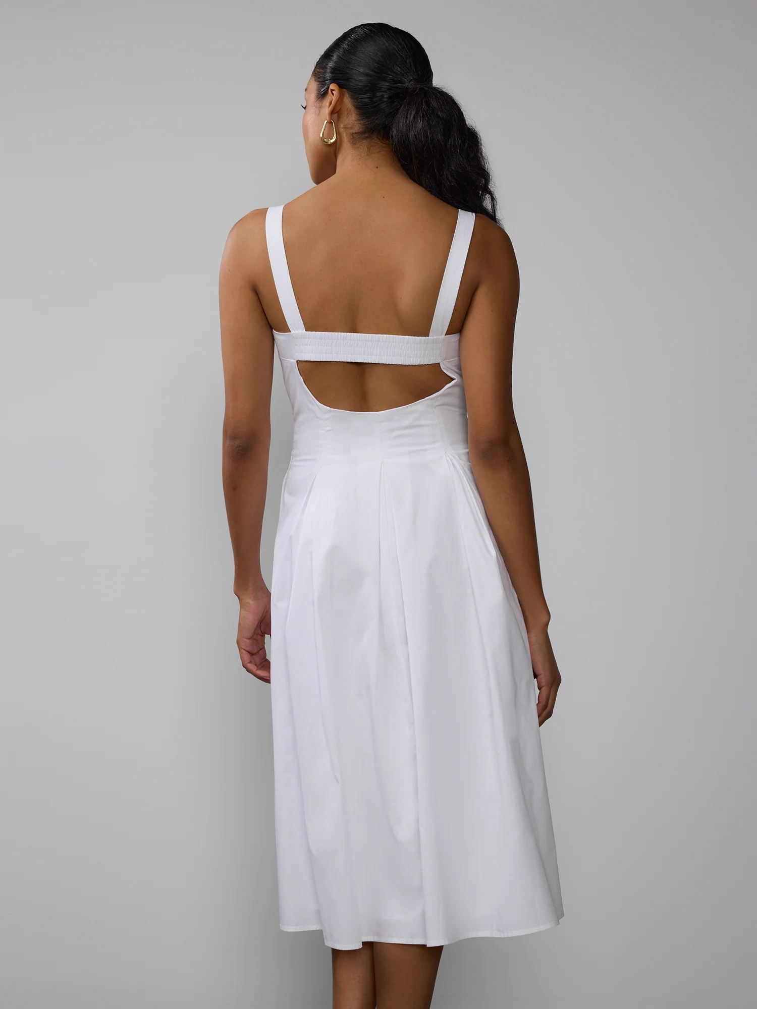 Pleat Detail Open Back Midi Dress - Image 7