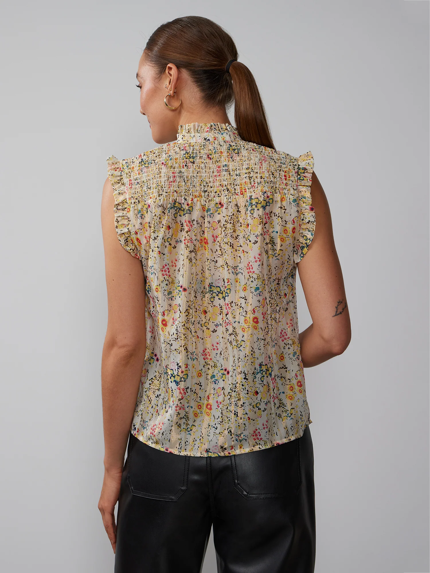 Smock Yoke Lurex Floral Blouse - Image 3