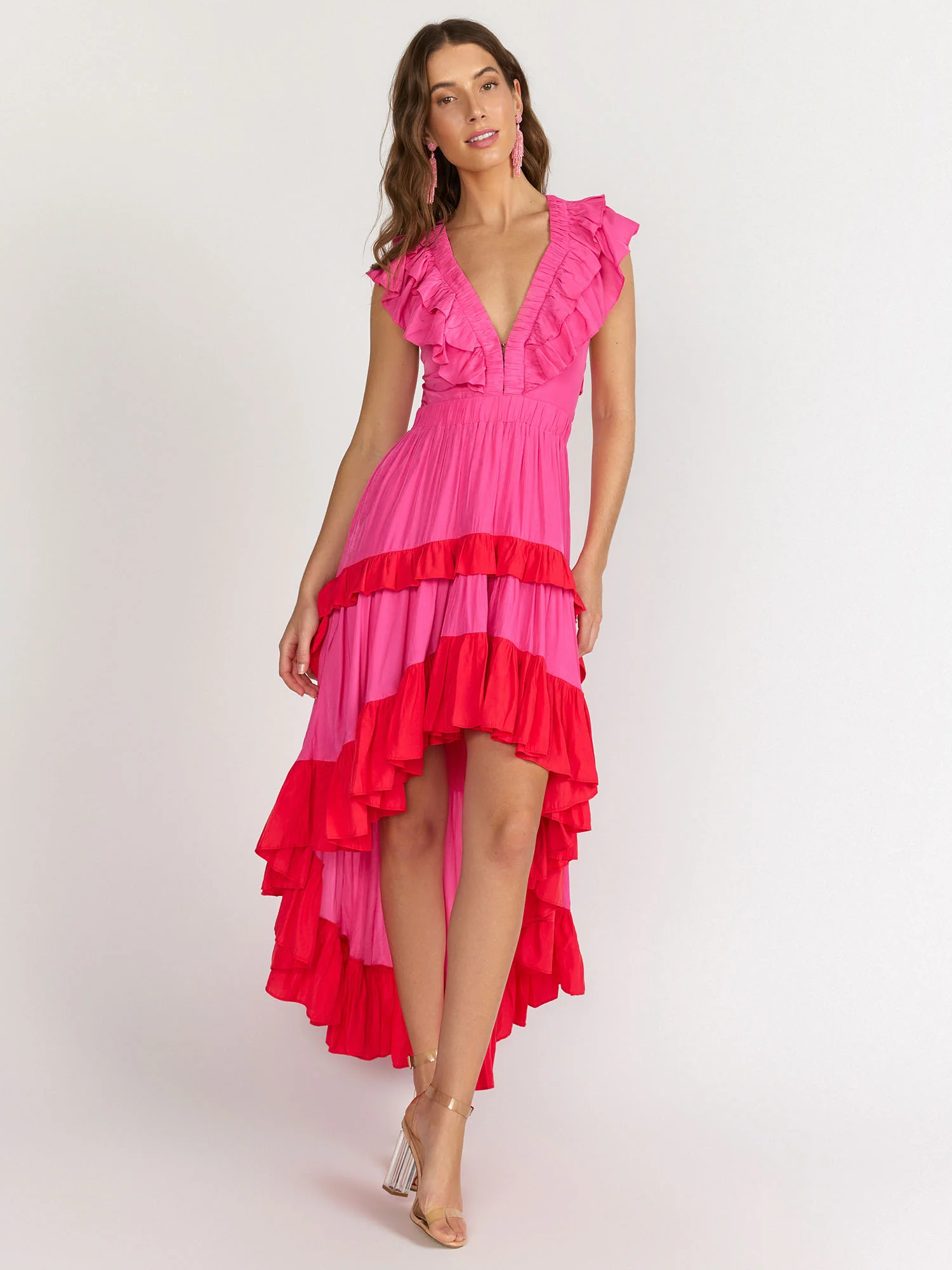 Do + Be Sleeveless Ruffle Tiered Pleated Asymmetric Dress - Brands We Love - Image 4