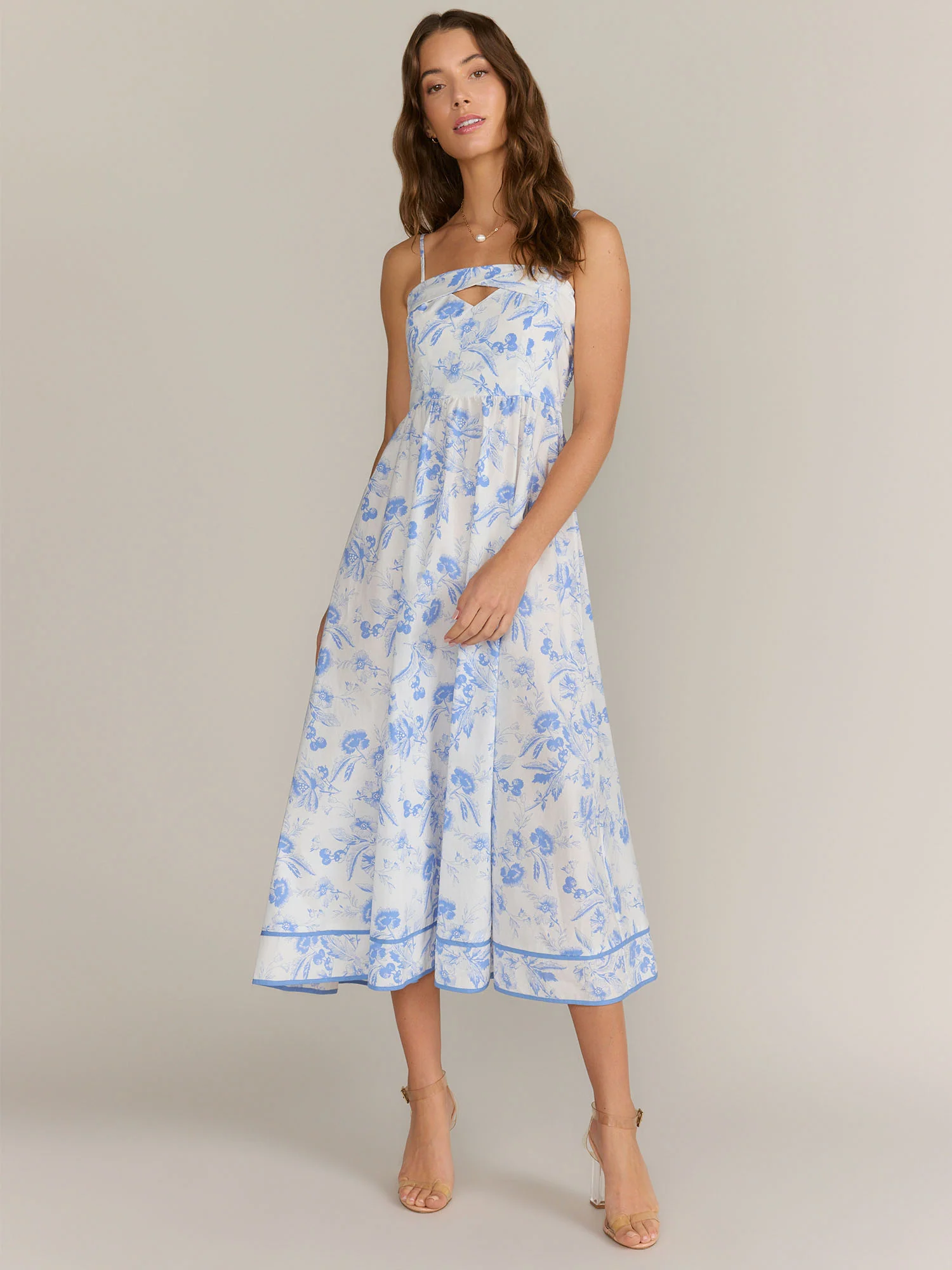 Sleeveless Smocked Floral Midi Dress - Aakaa