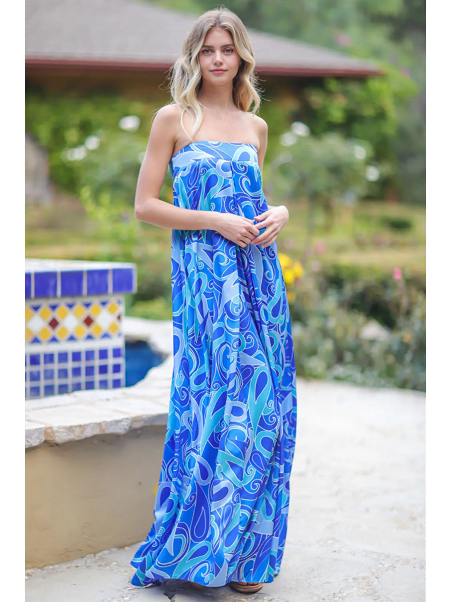 Aakaa Strapless Blue Swirl Jumpsuit - Brands We Love - Image 6