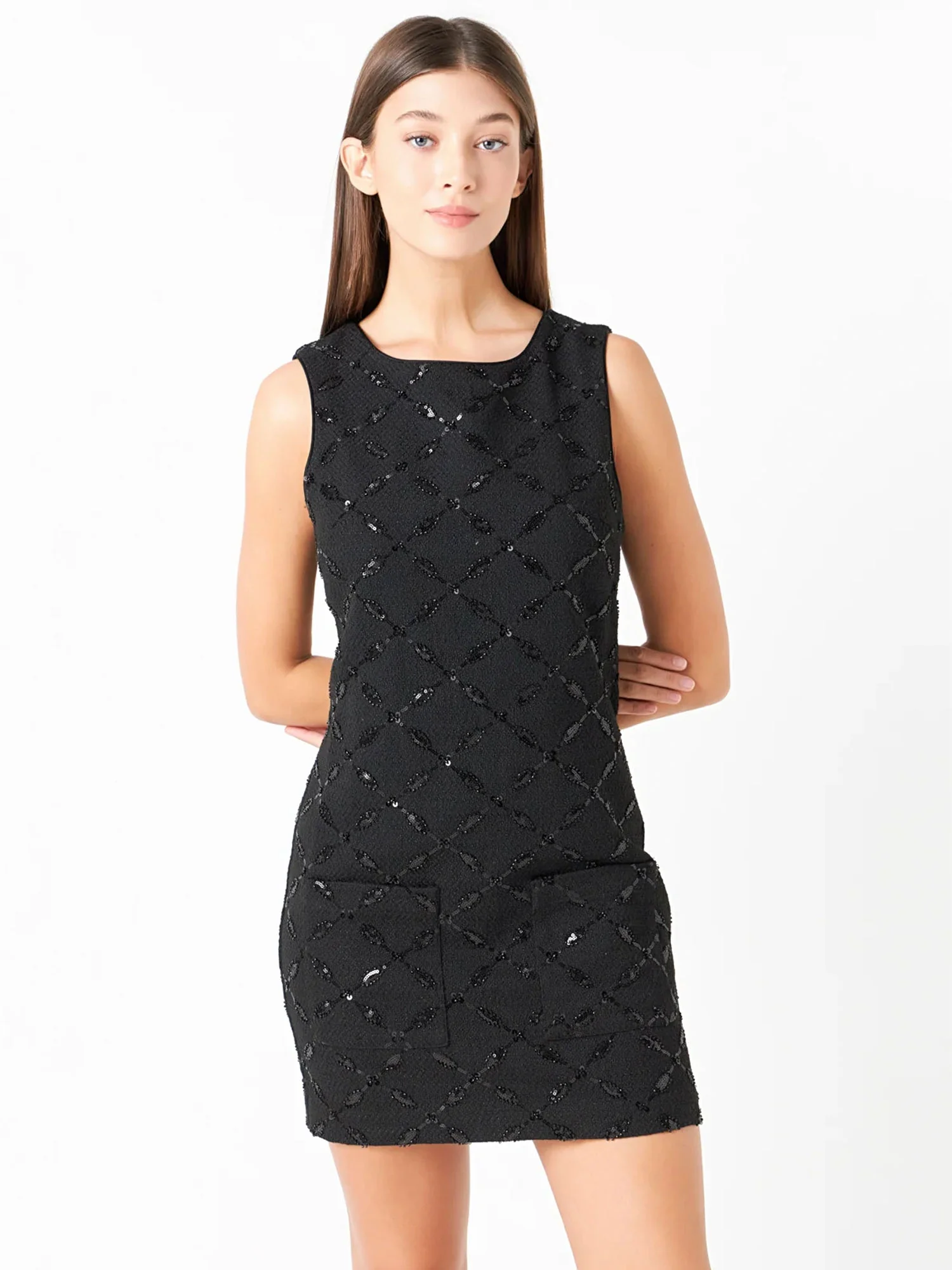 Endless Rose Sleeveless Tweed Sequin Mini Dress - Brands We Love - Image 2