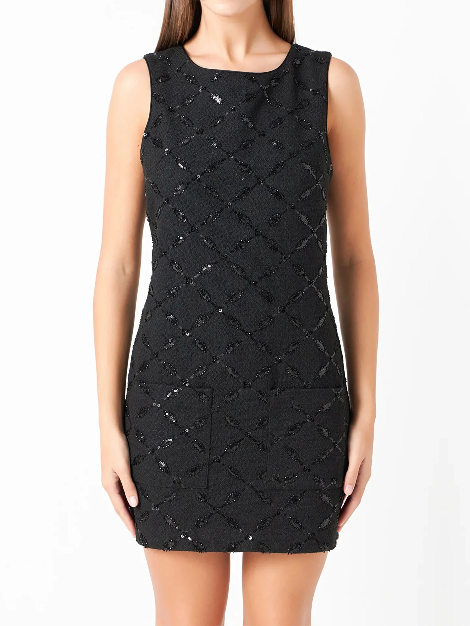 Endless Rose Sleeveless Tweed Sequin Mini Dress - Brands We Love - Image 3