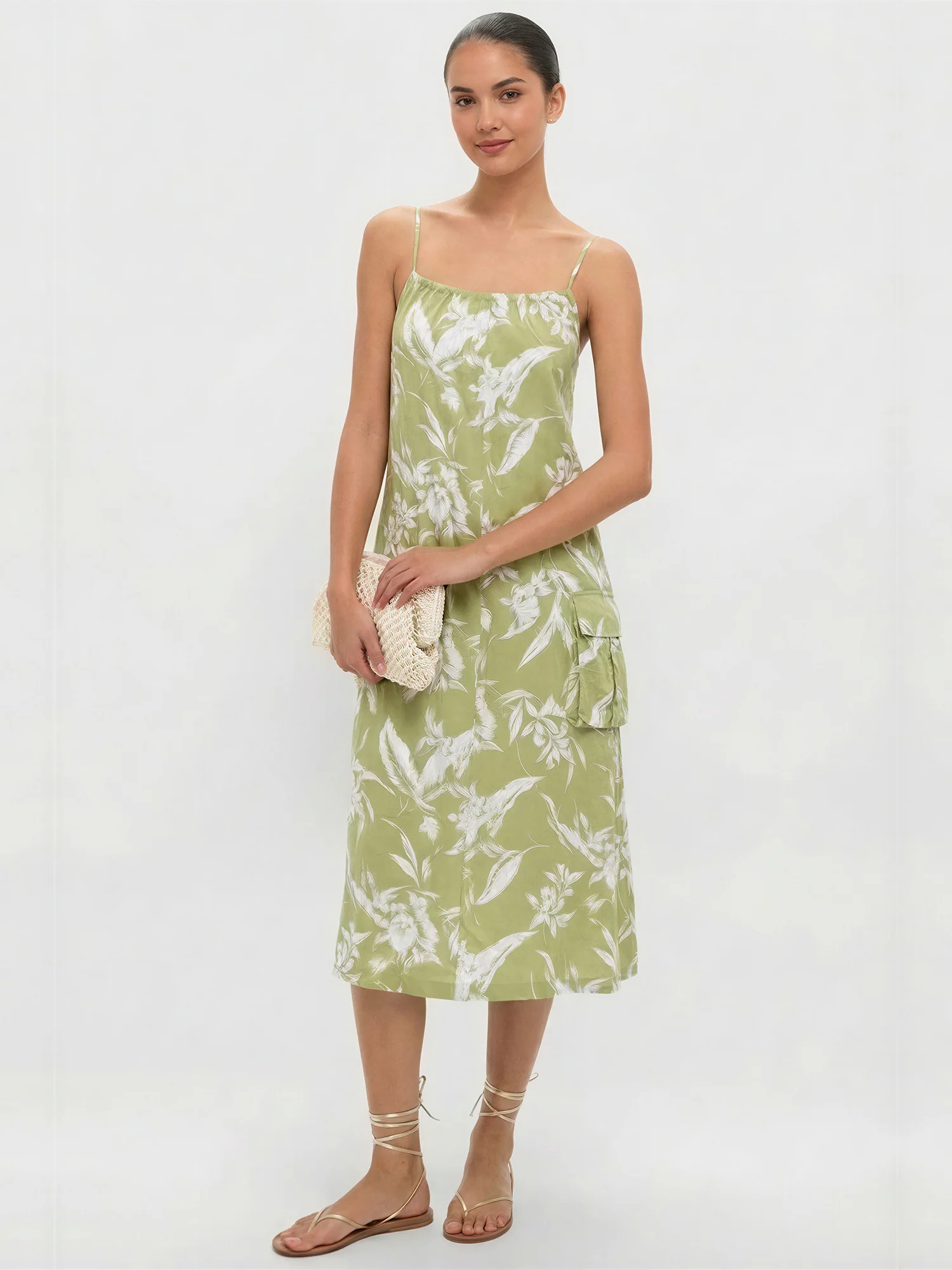 Sleeveles Tropical Floral Midi Dress - Image 10