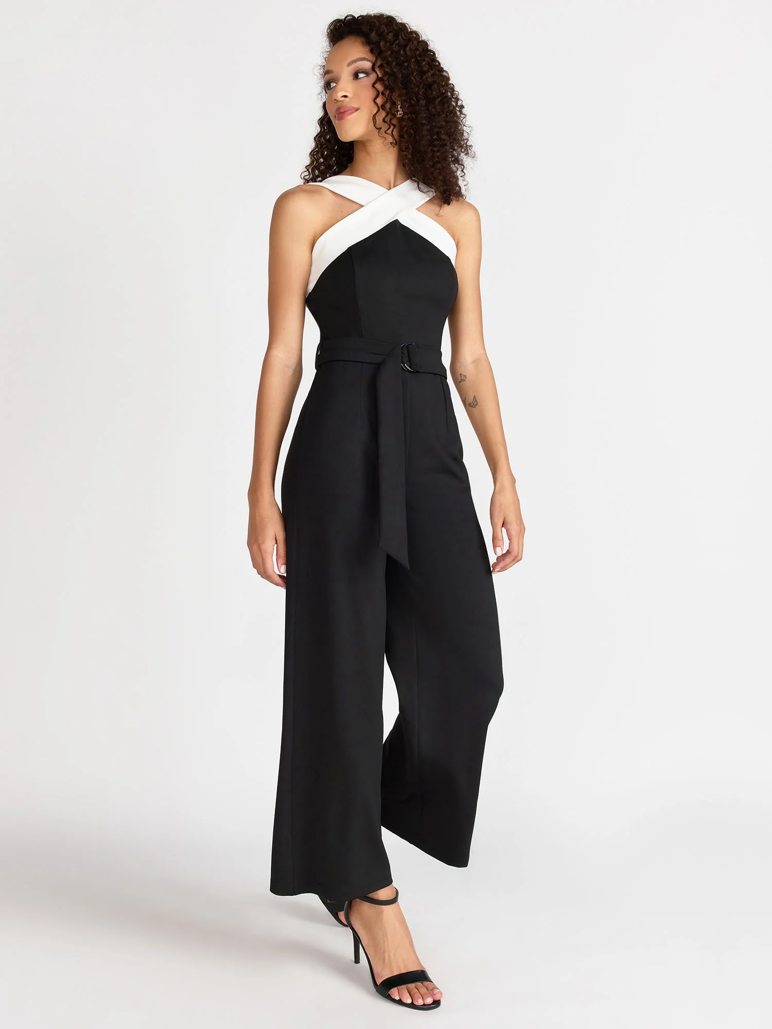 Sleeveless Belted Criss Cross Jumpsuit - Image 2