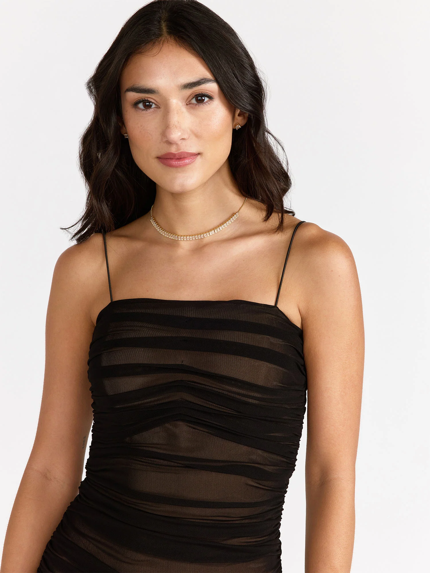 Sleeveless Boned Ruched Mesh Midi Dress - Dance & Marvel - Image 3